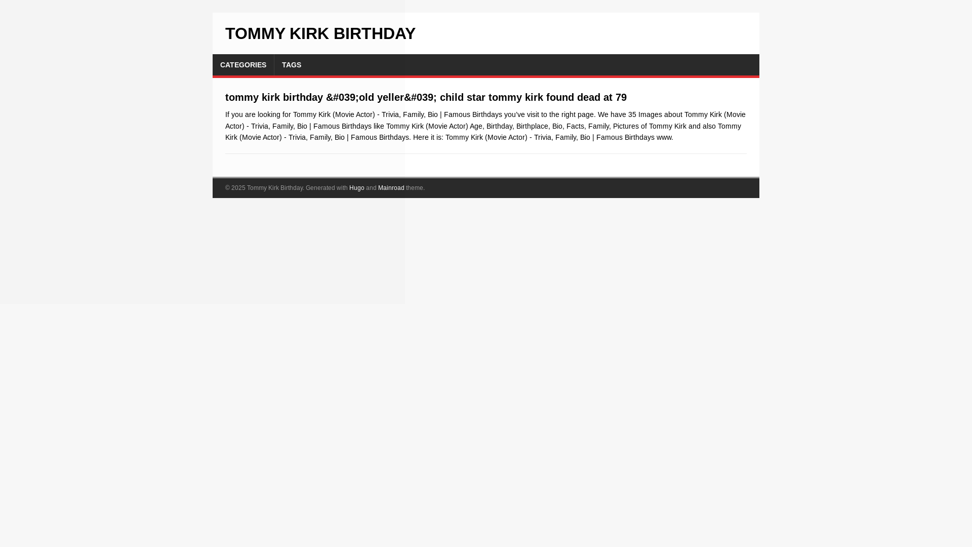 website screenshot of https://tommy-kirk-birthday.pages.dev/