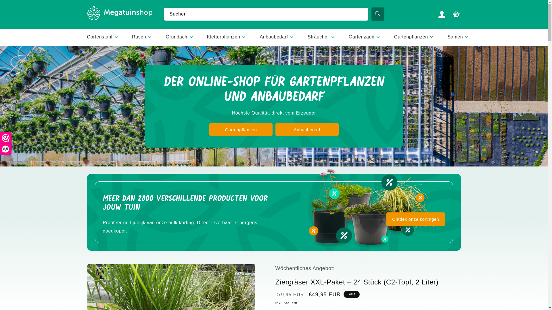 website screenshot of https://megagartenshop.de/