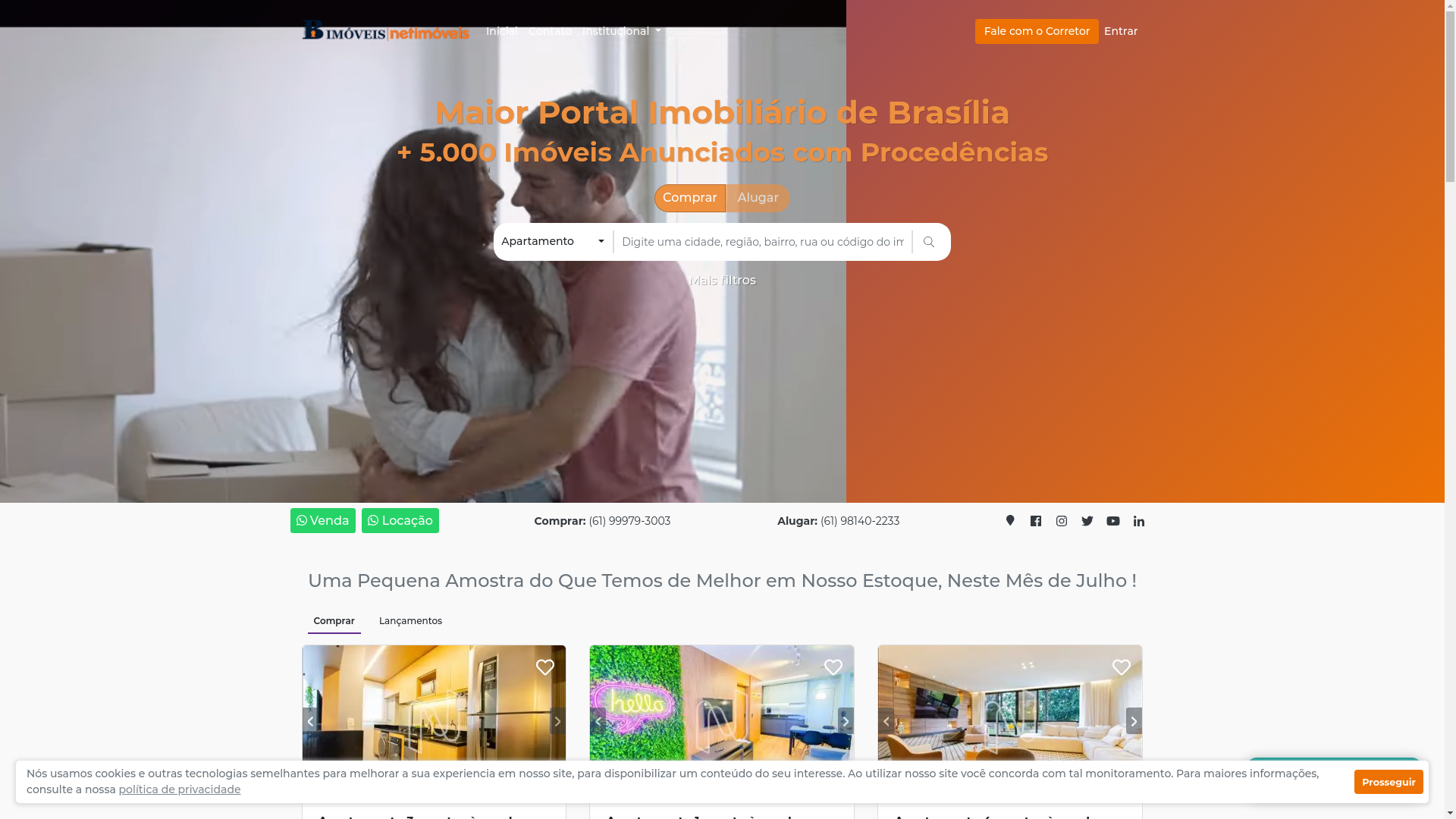 website screenshot of https://aguasclarasnetimoveis.com.br/