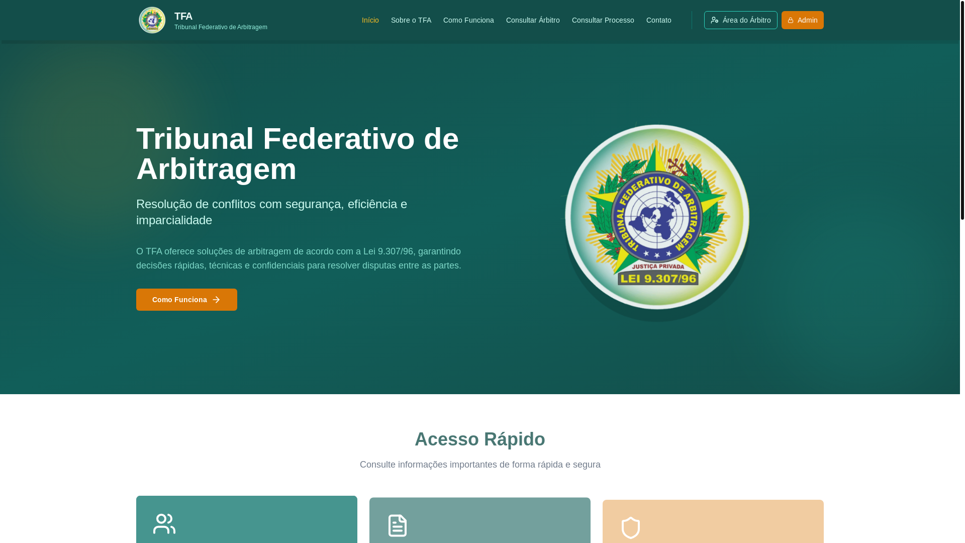 website screenshot of https://tfaoficial.com/