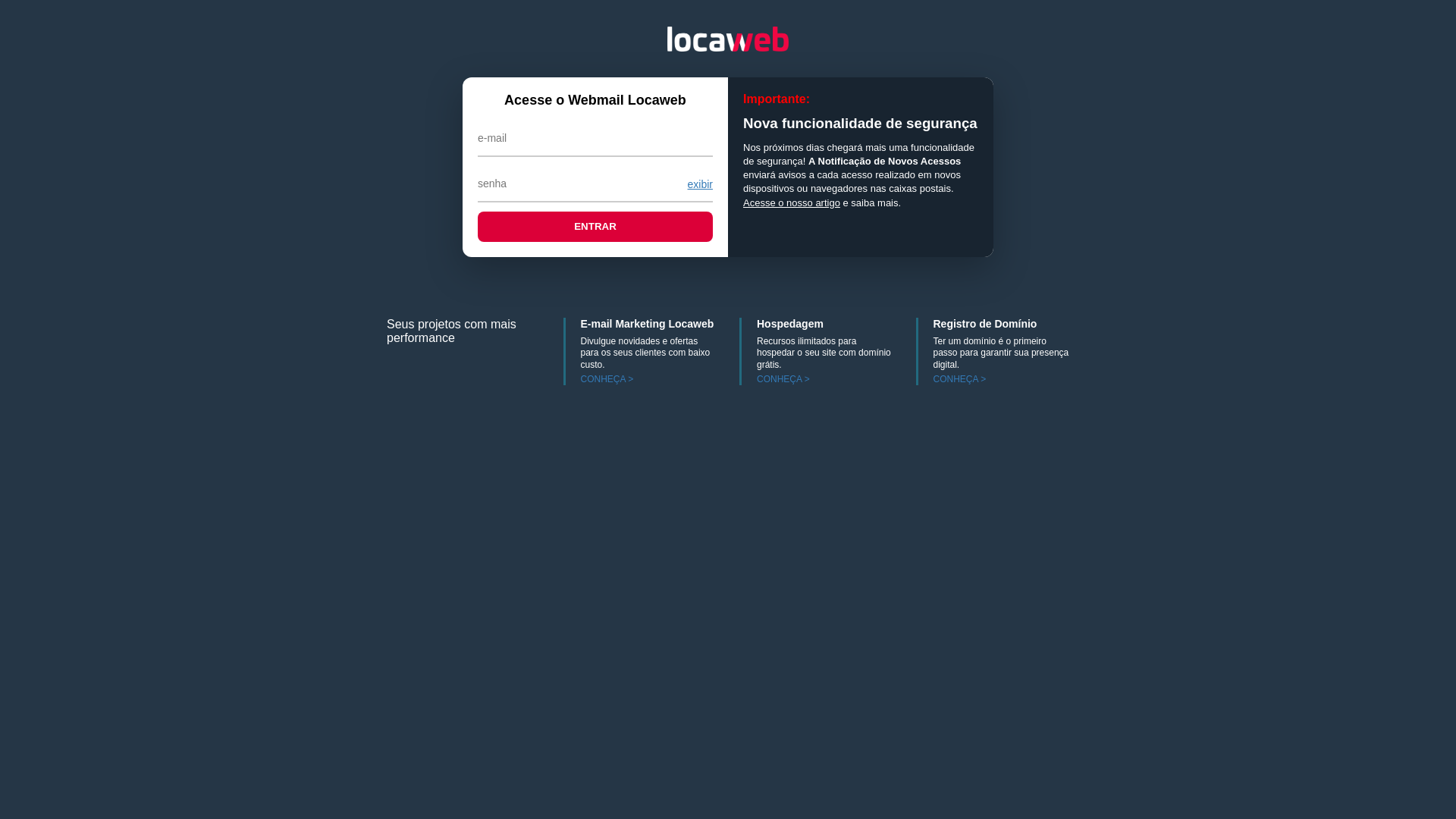 website screenshot of https://locaweb-webmail.pro/
