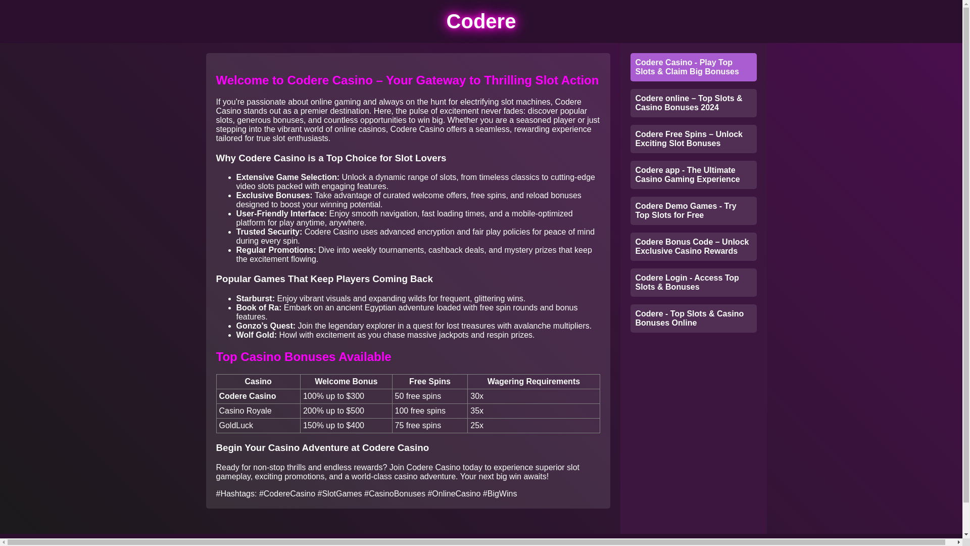 website screenshot of https://play-coderecasino.com/