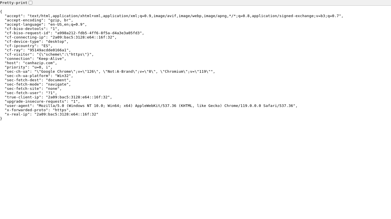 website screenshot of https://canhazip.com/json