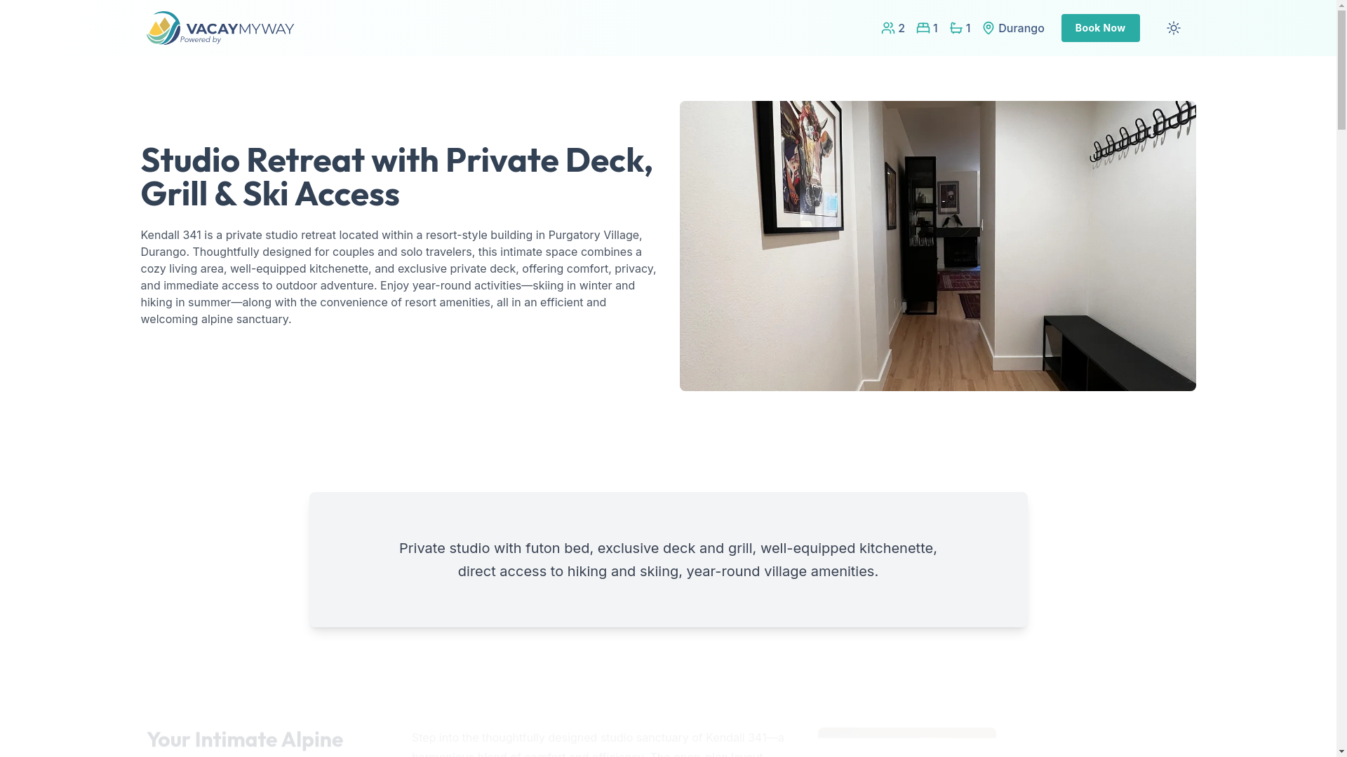 website screenshot of https://romanticdurango.vacations/