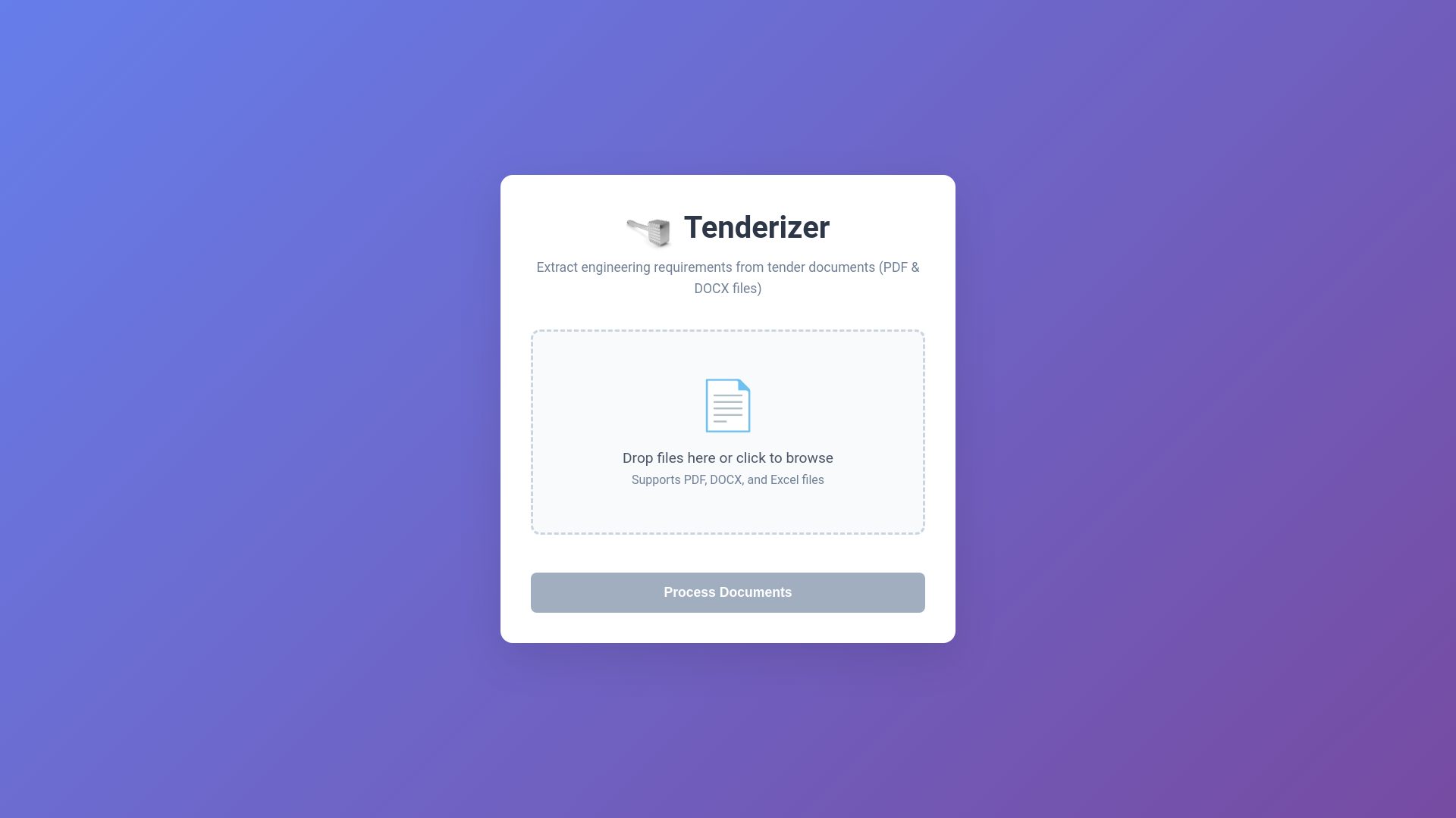 website screenshot of https://tenderizer.ai/