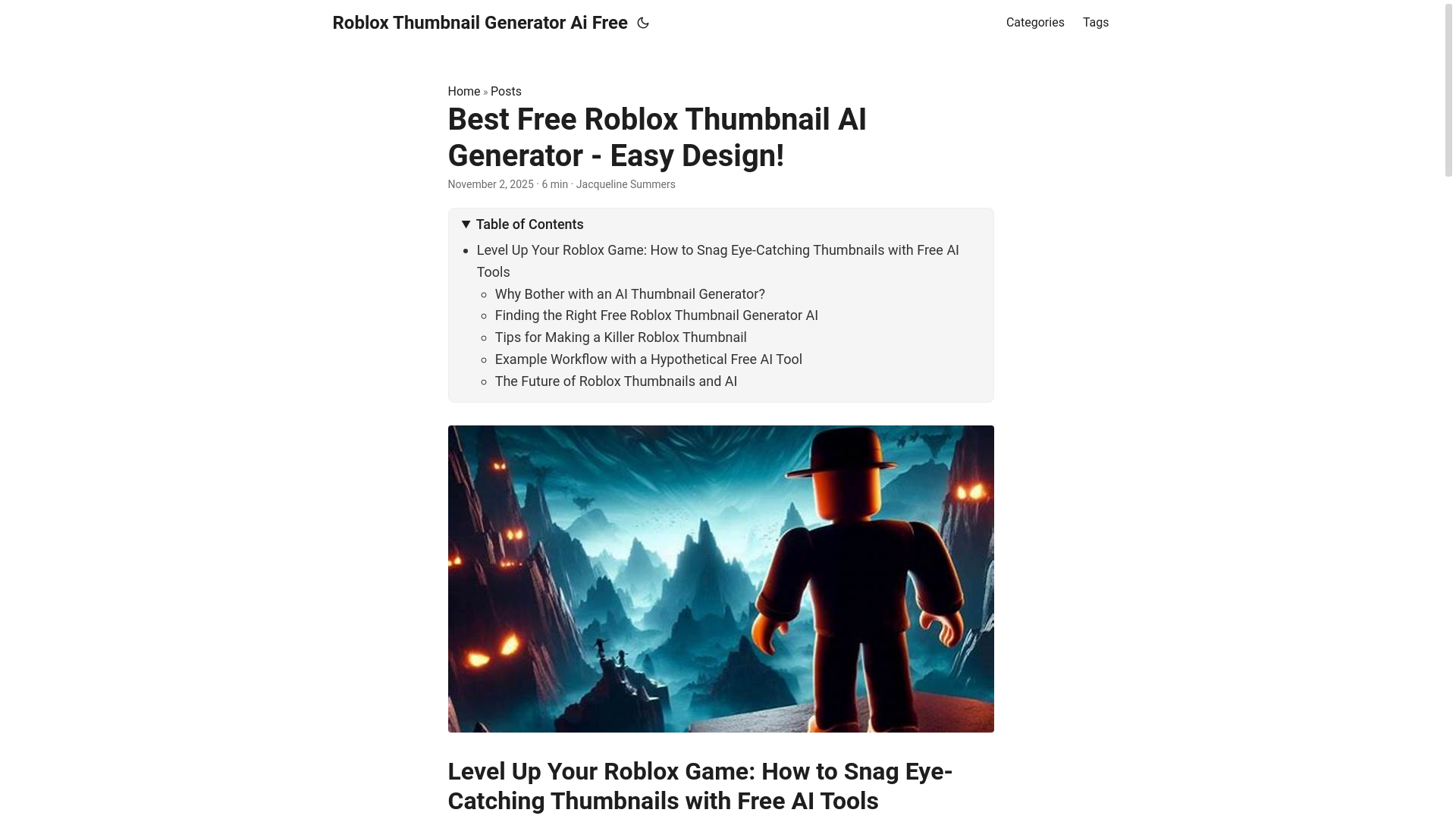 website screenshot of https://roblox-thumbnail-generator-ai-free.pages.dev/