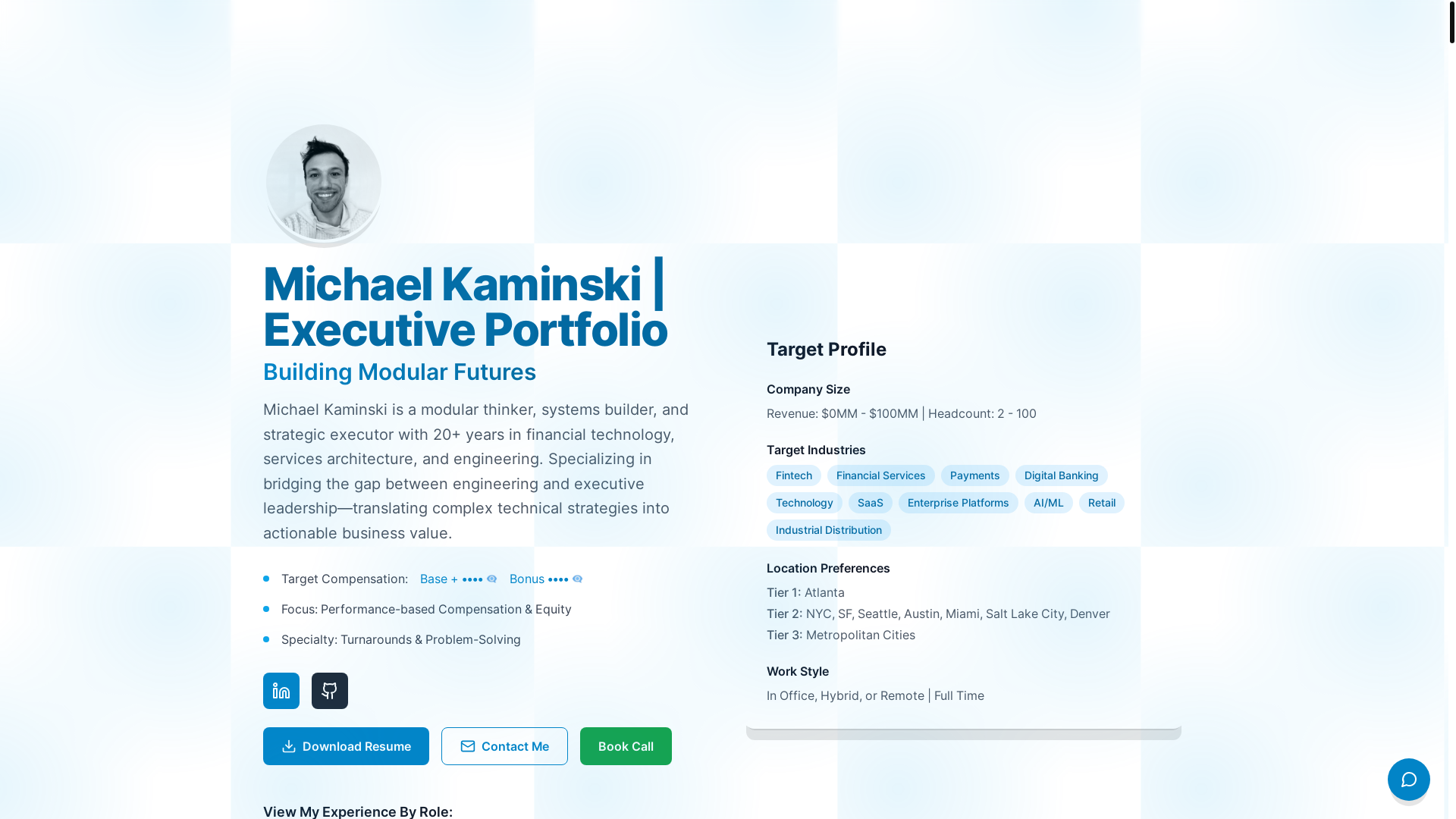 website screenshot of https://michael-kaminski.io/