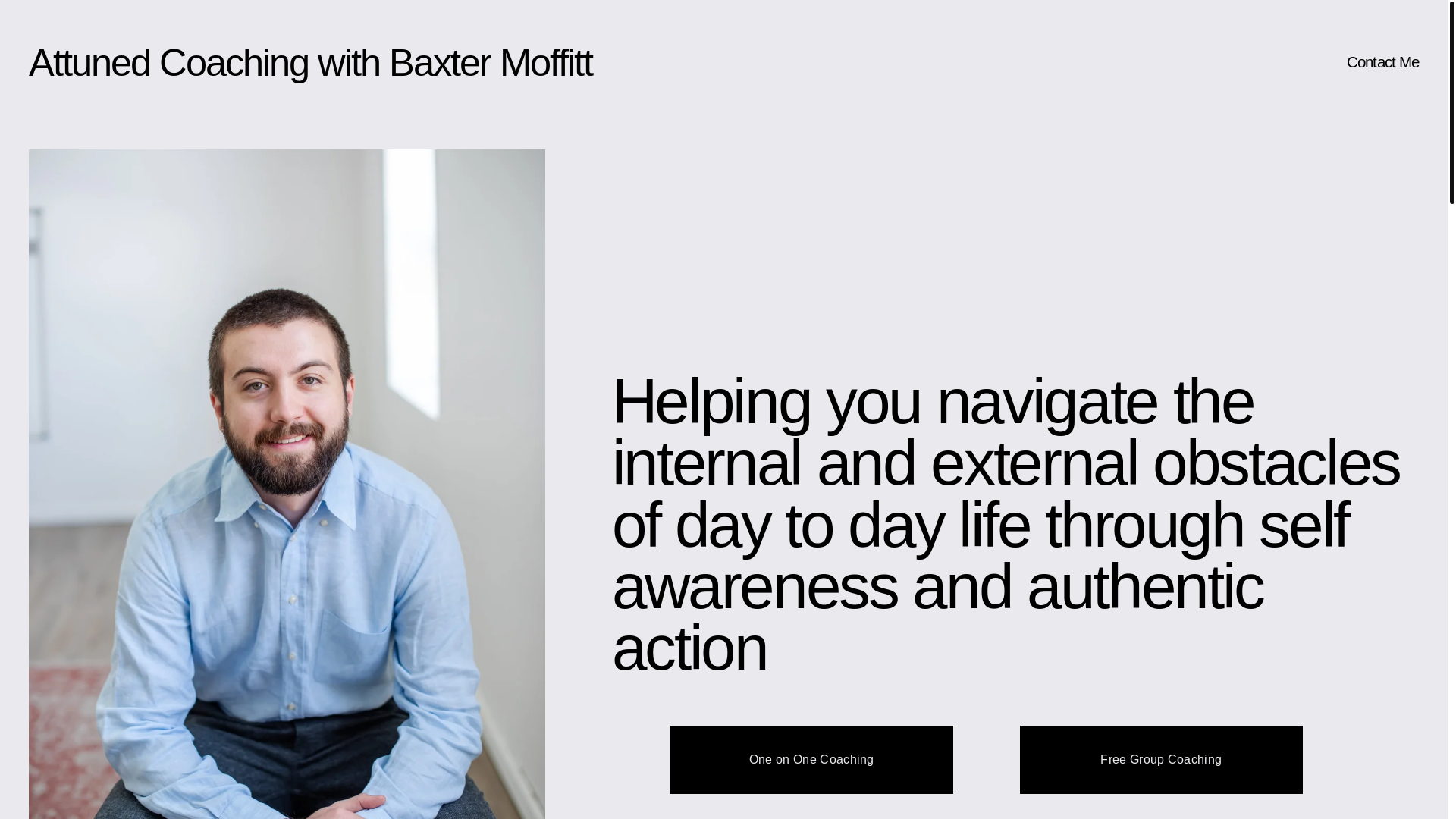website screenshot of https://attunedcoachingwithbaxter.com/
