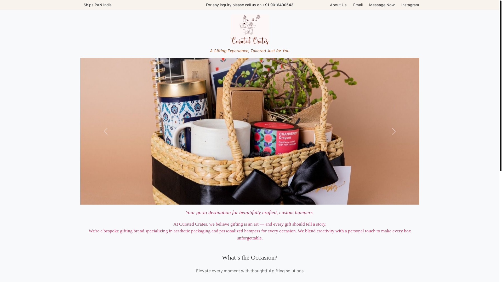 website screenshot of https://curatedcratesbysg.com/