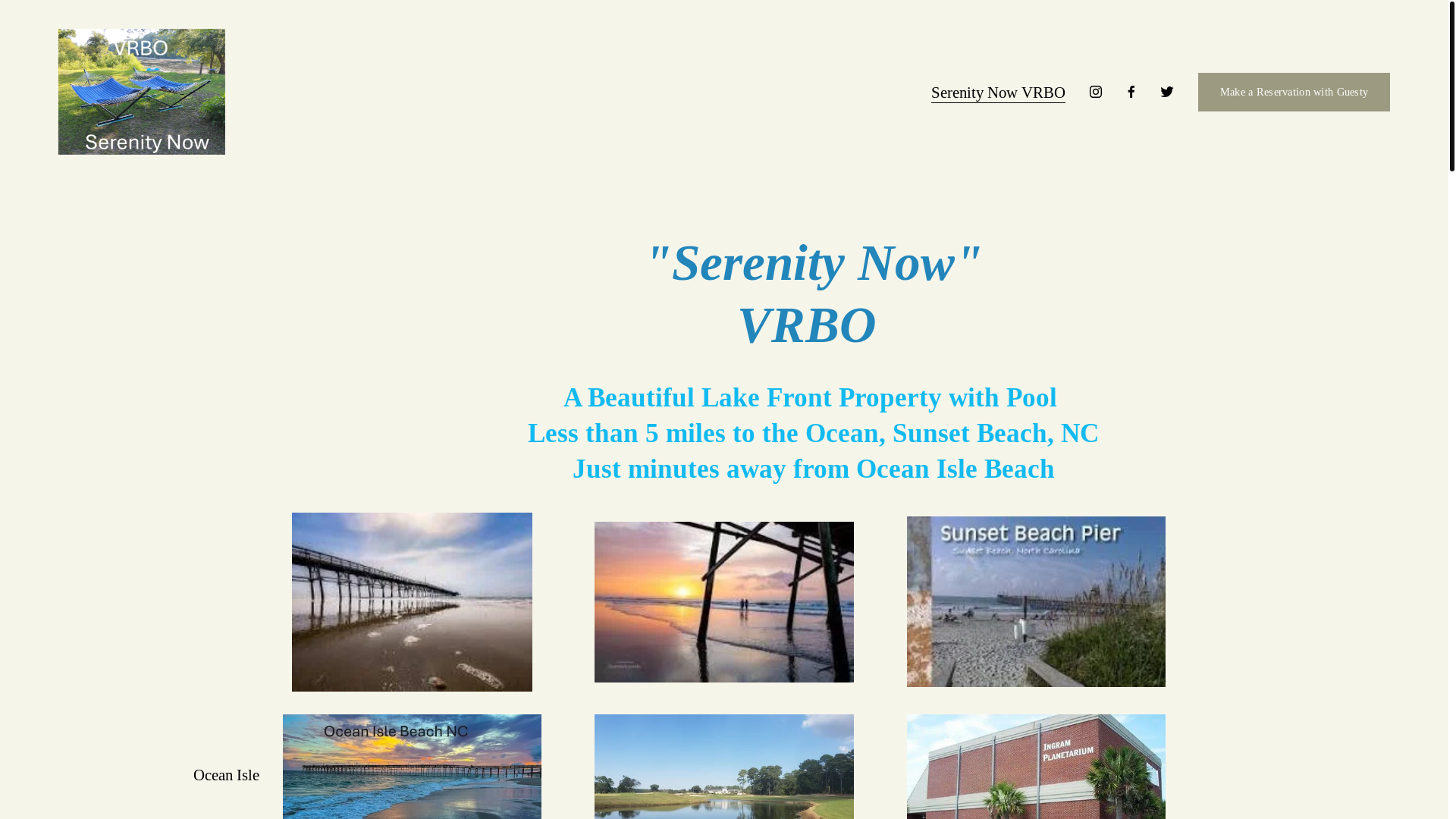 website screenshot of https://serenitynowsunsetbeachnc.com/