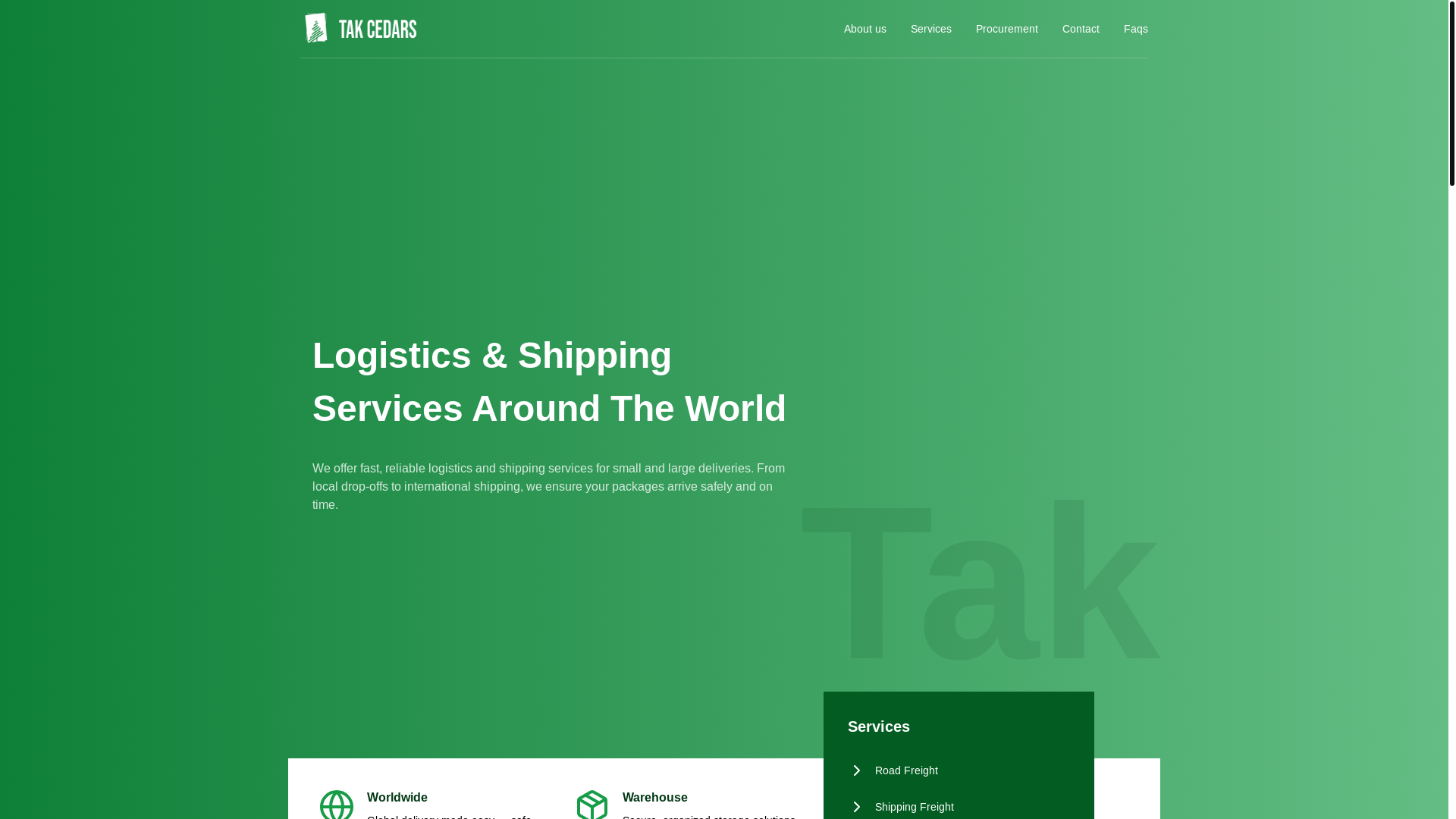 website screenshot of https://takcedars.com/