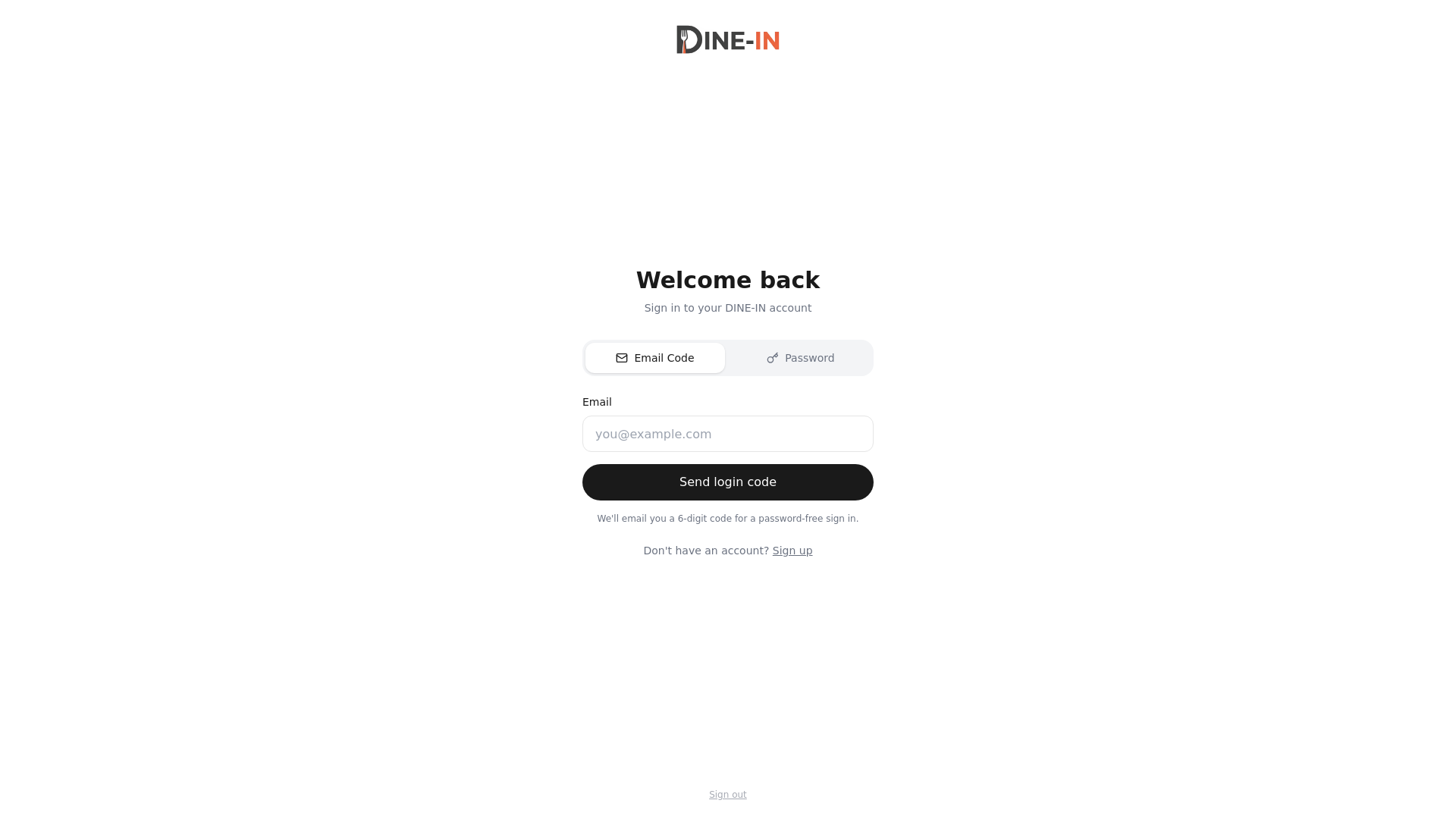website screenshot of https://dine-in-portal.pages.dev/