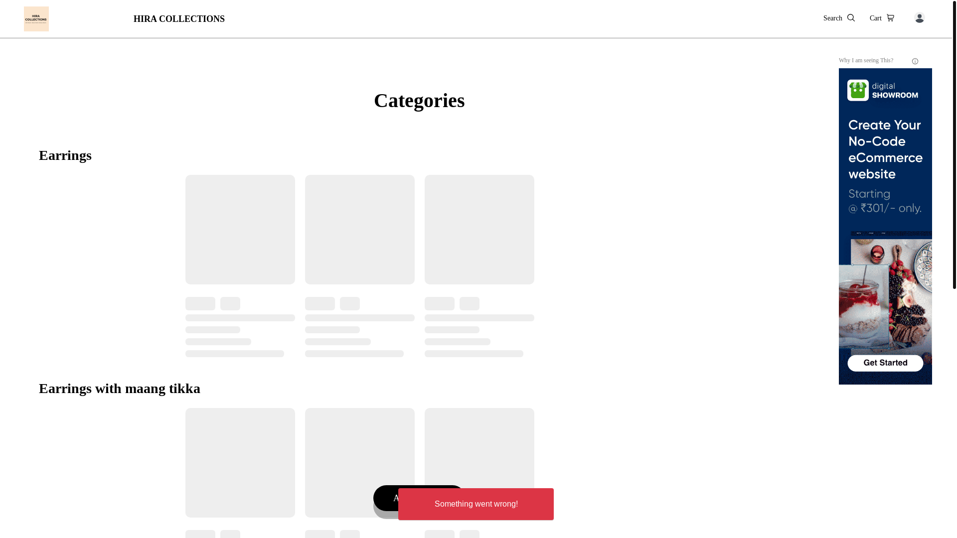 website screenshot of https://hiracollections.co.in/