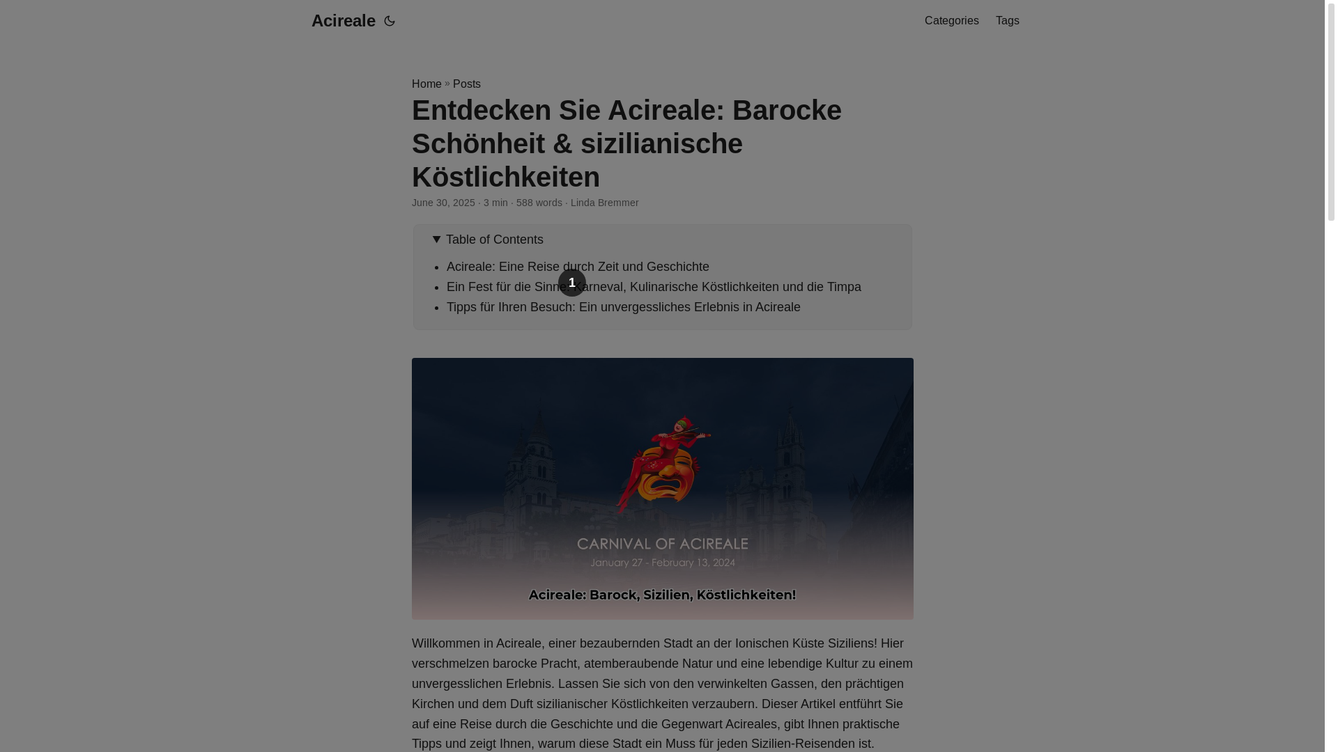 website screenshot of https://acireale.pages.dev/