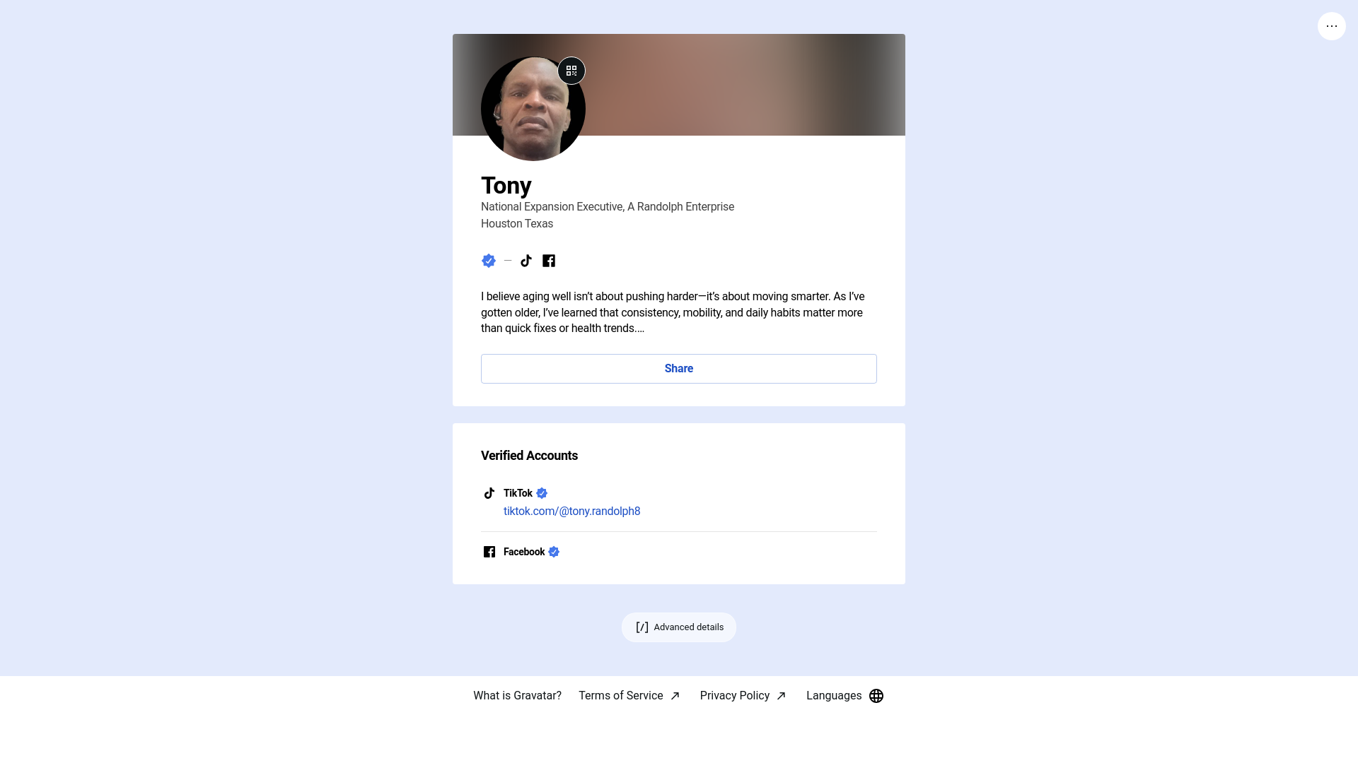 website screenshot of https://tonyrandolphjr.com/