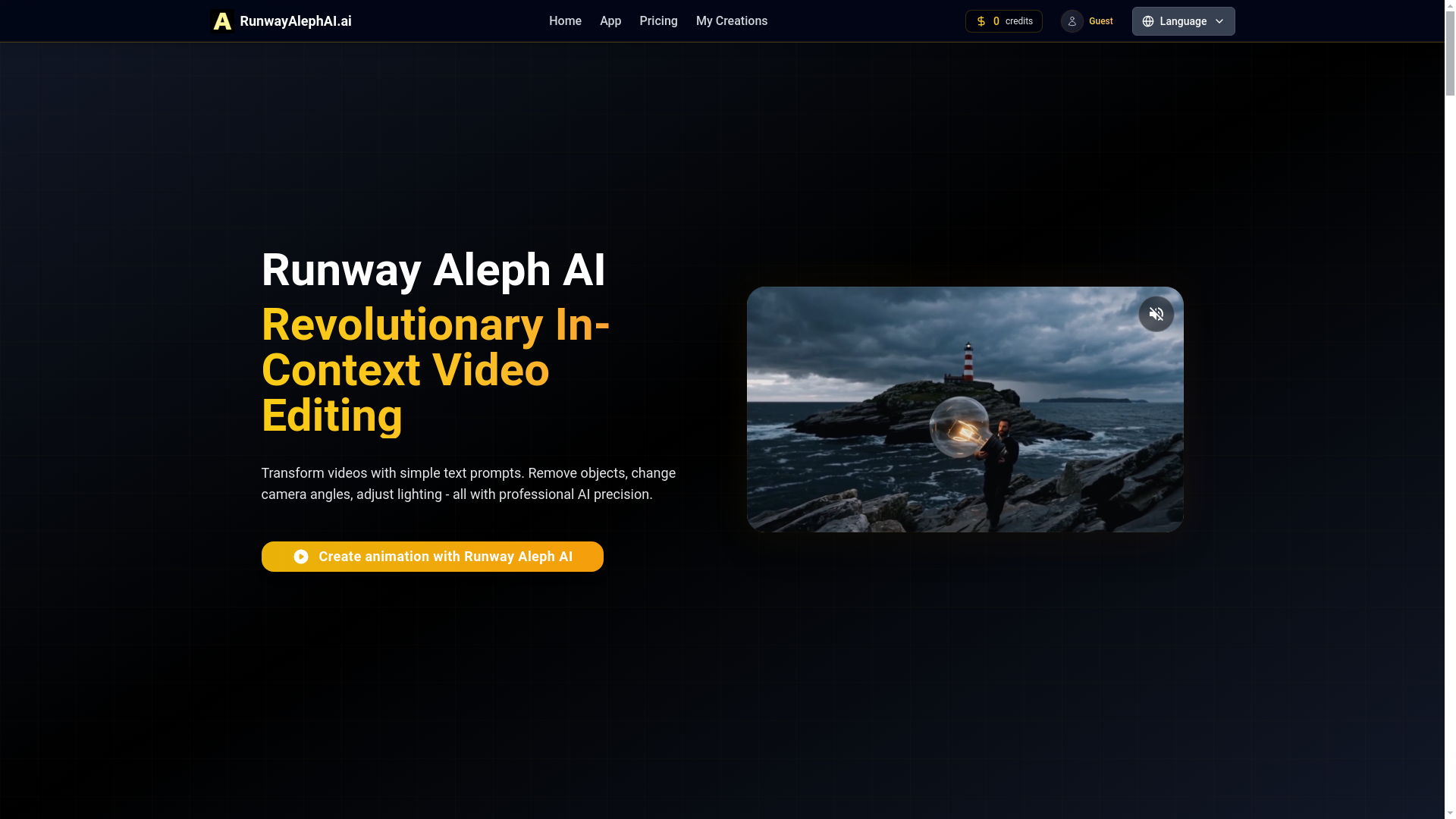 website screenshot of https://runwayalephai.ai/