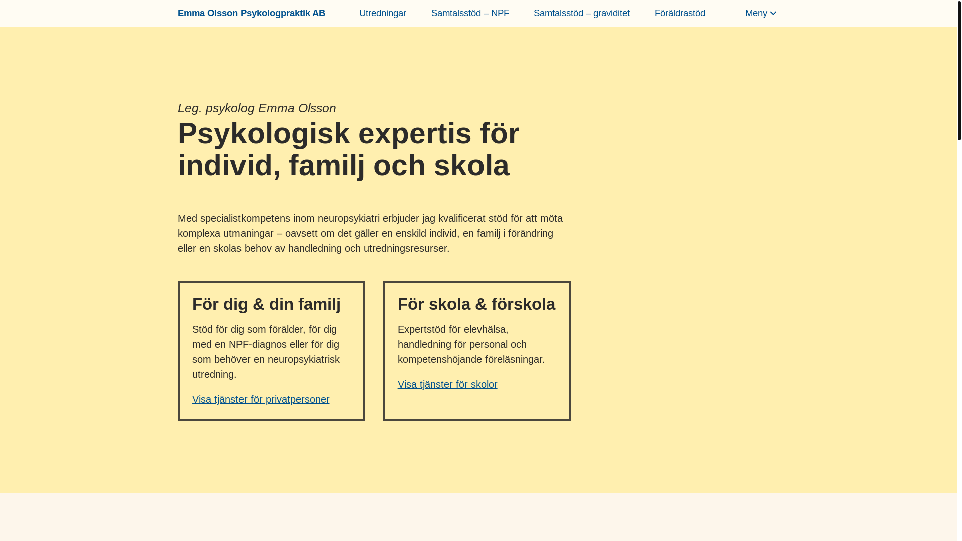 website screenshot of https://eopsykologpraktik-site.pages.dev/