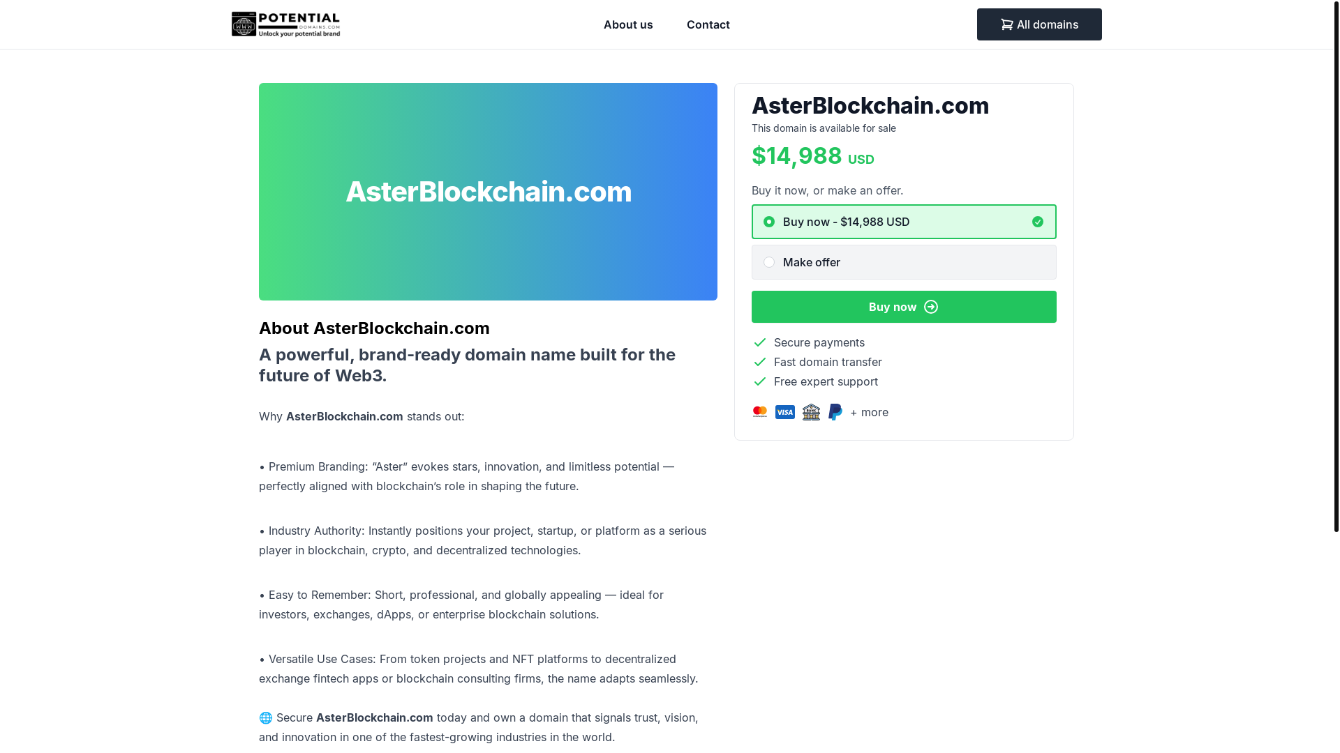 website screenshot of https://asterblockchain.com/