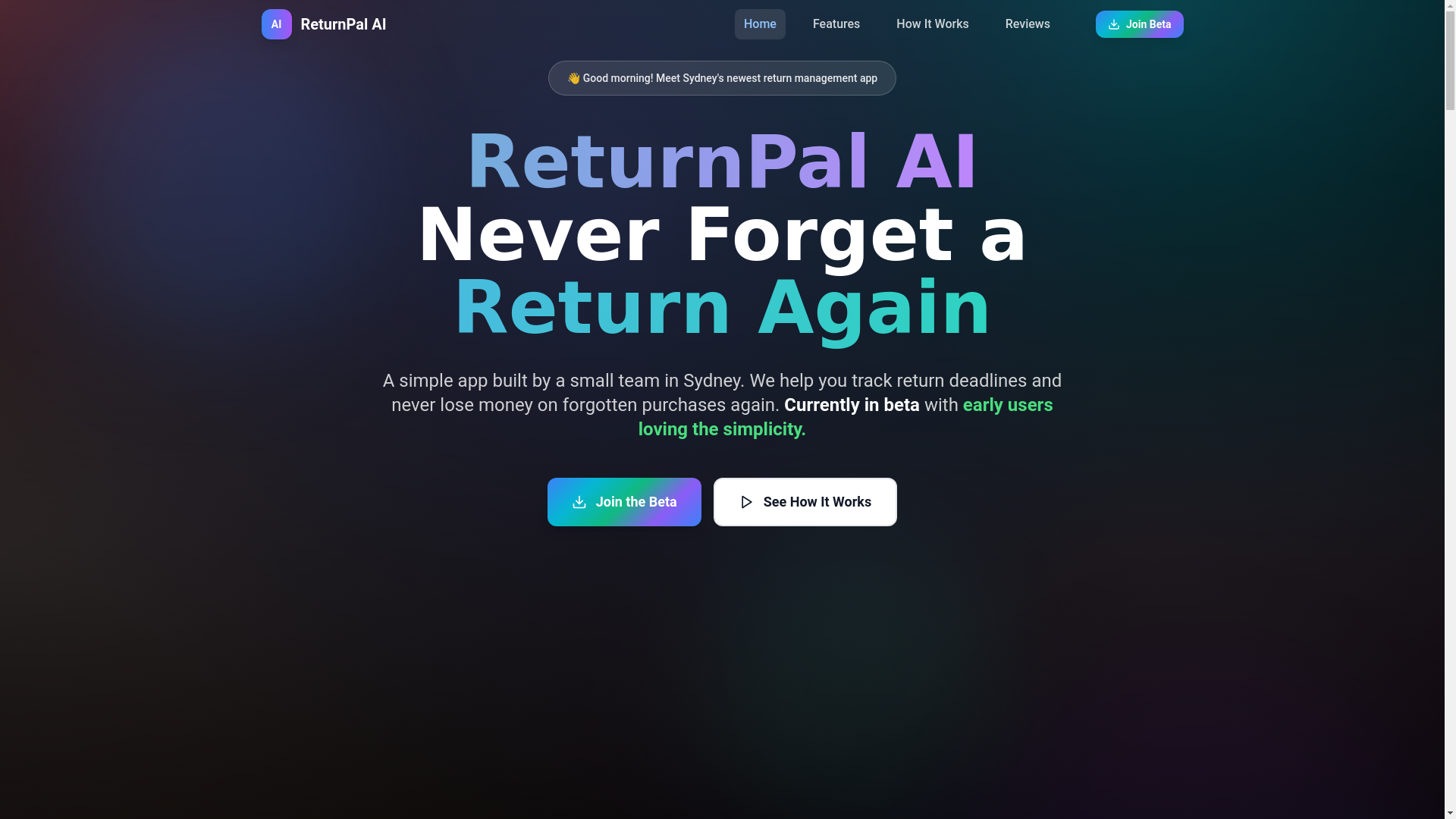 website screenshot of https://returnpalai.com/
