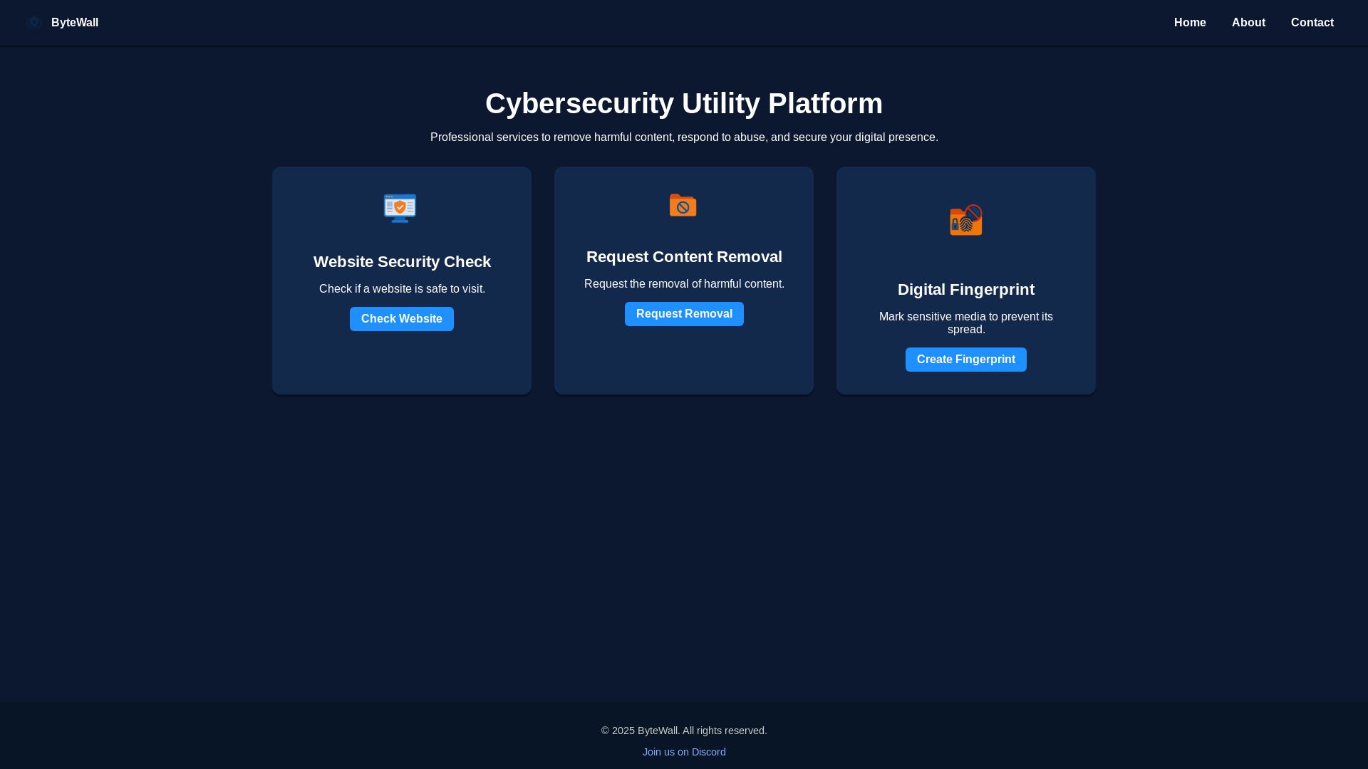 website screenshot of https://bytewall.pages.dev/