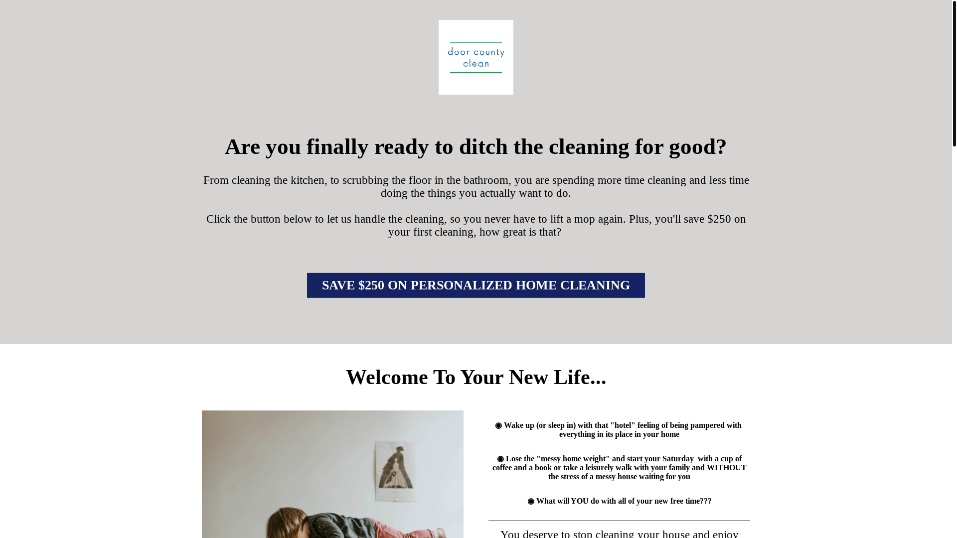 website screenshot of https://doorcountyhomecleaners.com/
