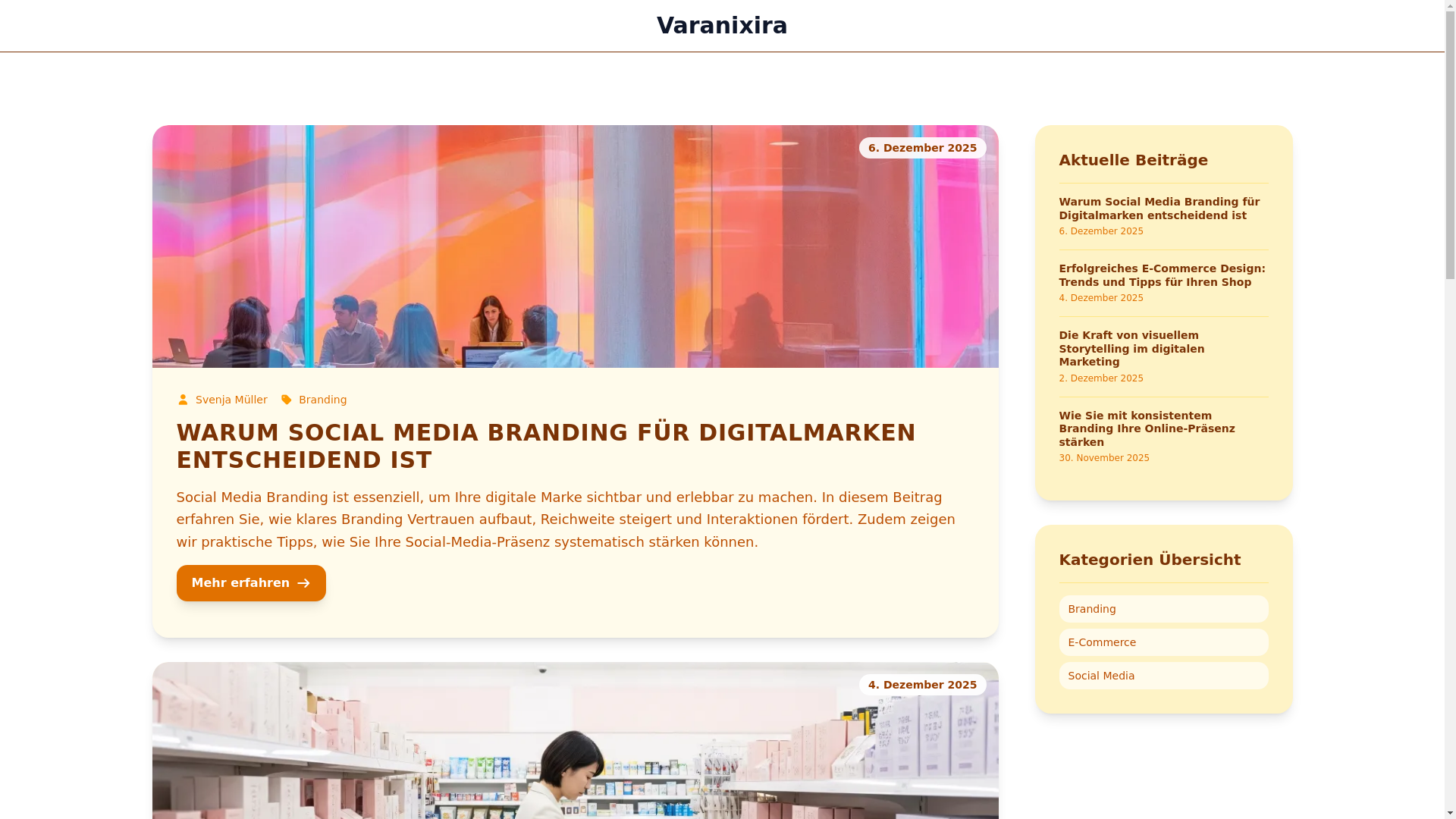 website screenshot of https://varanixira.com/