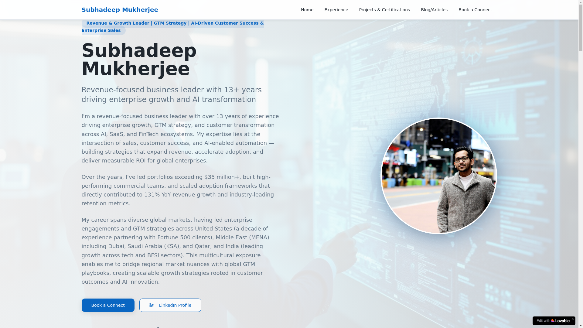 website screenshot of https://subhadeepmukherjee.in/