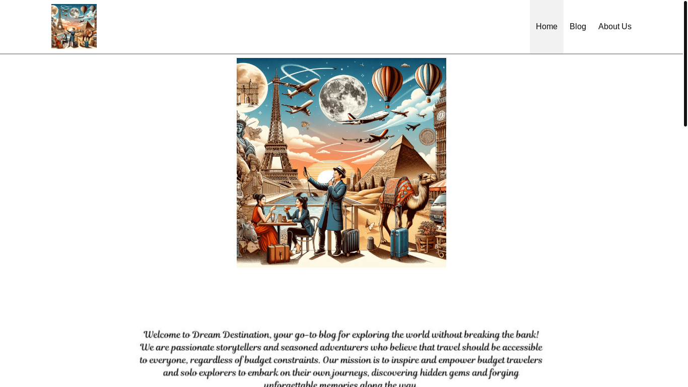 website screenshot of https://dreamdestinations2024.com/