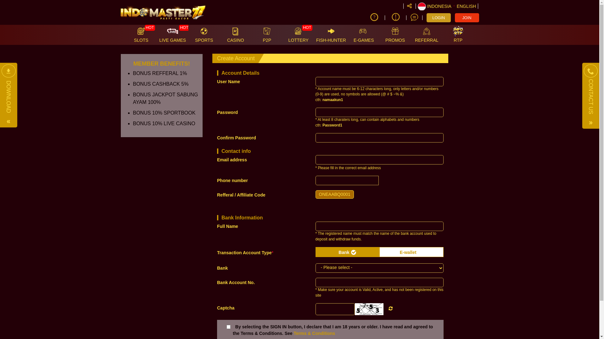 website screenshot of https://daftar-indomaster77.pages.dev/