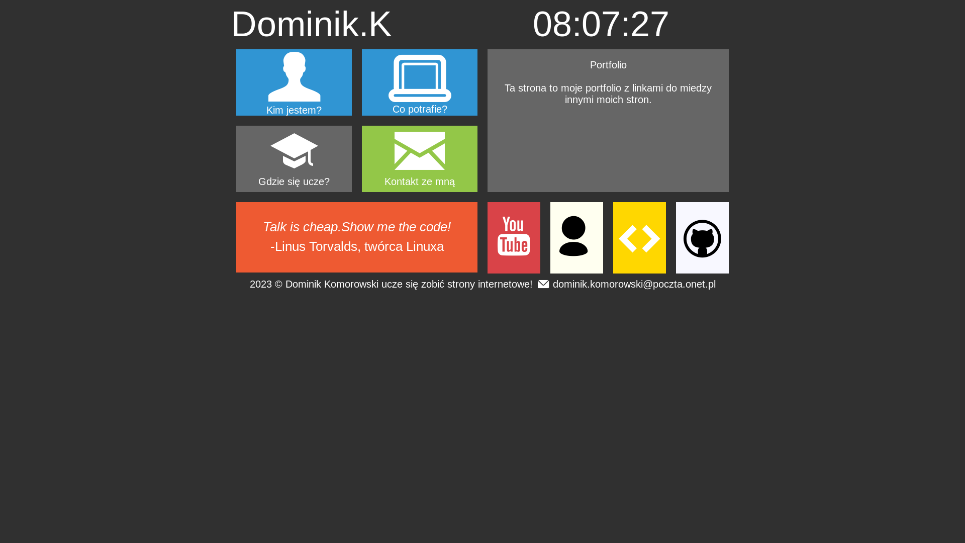 website screenshot of https://dominik260x.netlify.app/