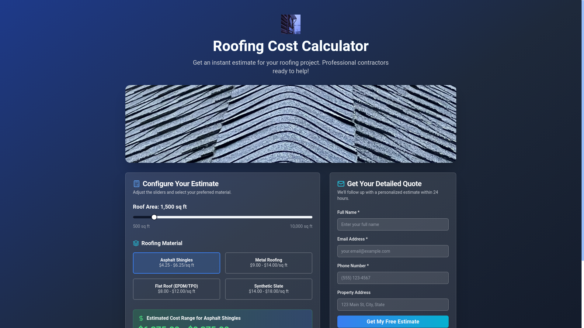 website screenshot of https://duckbillroofing.ca/