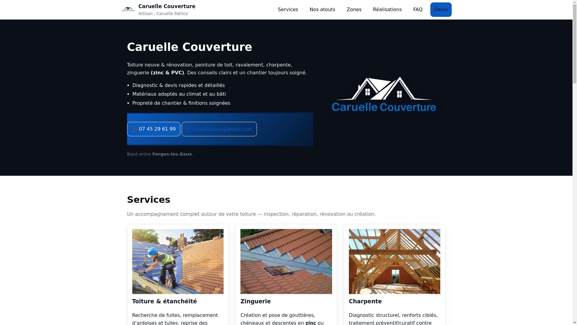 website screenshot of https://caruelle-couverture.fr/