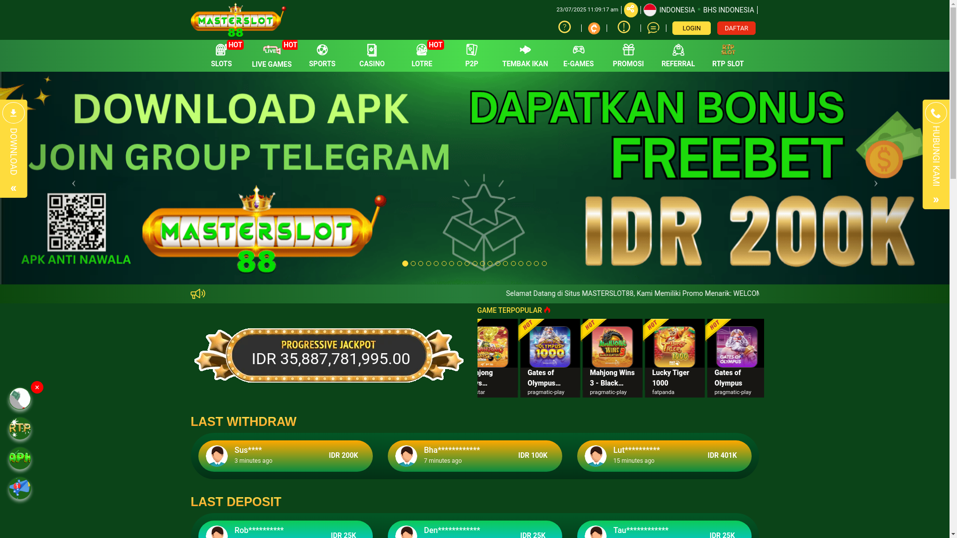 website screenshot of https://masterslot88delta.top/