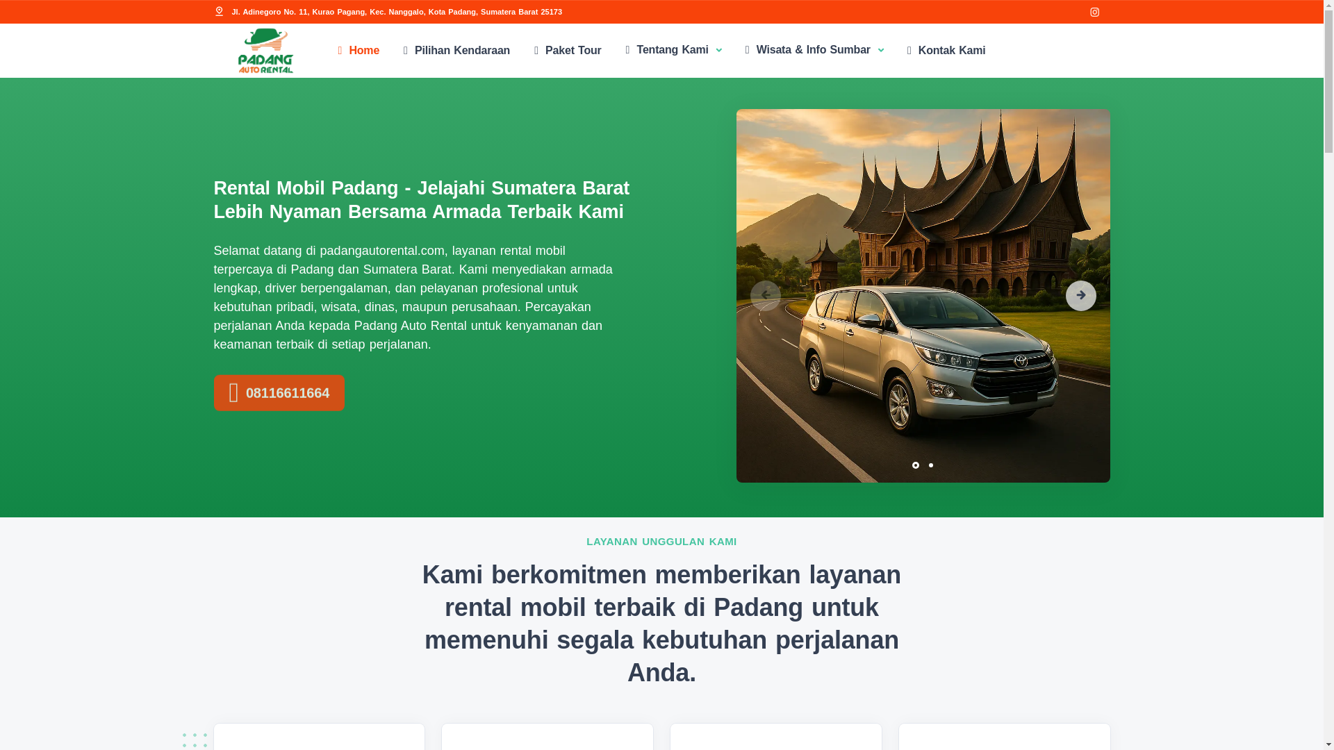 website screenshot of https://padang-auto-rental.pages.dev/