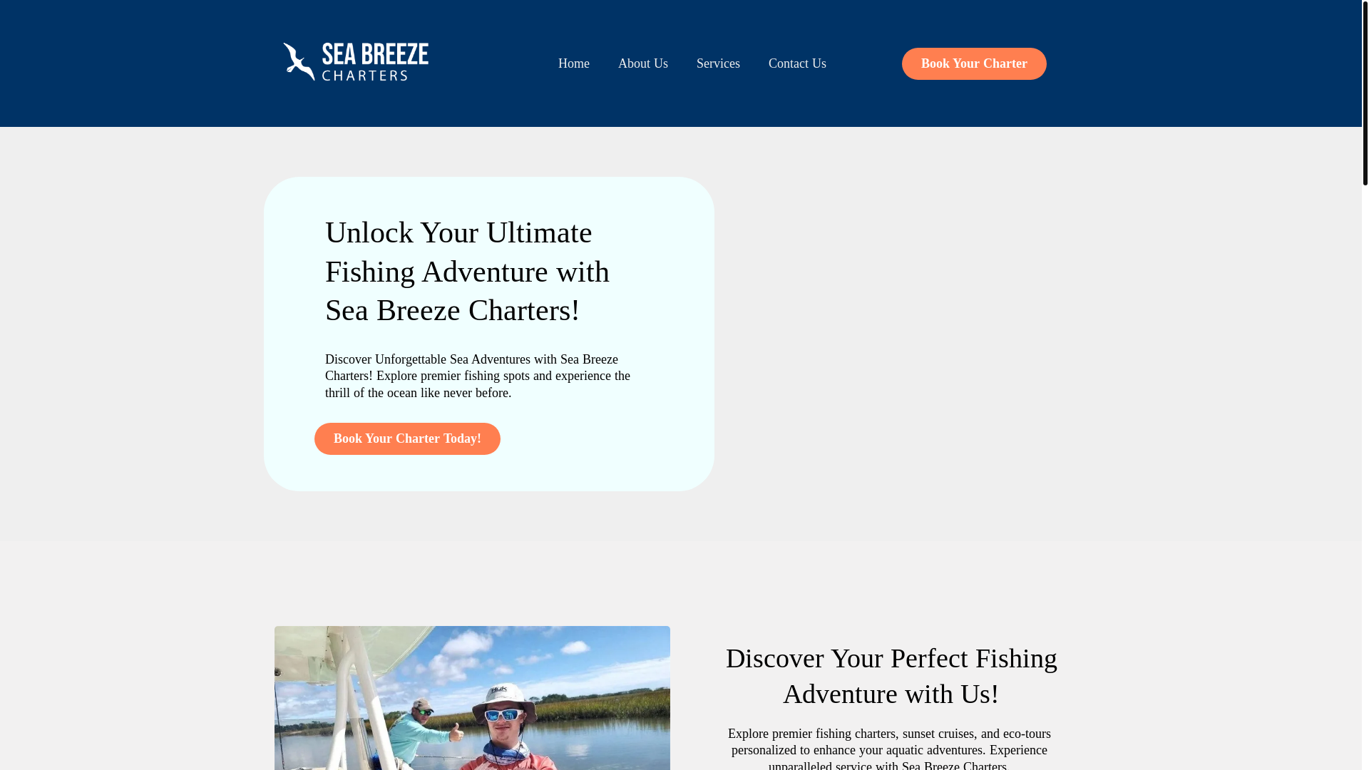 website screenshot of https://seabreezefishingcharter.com/