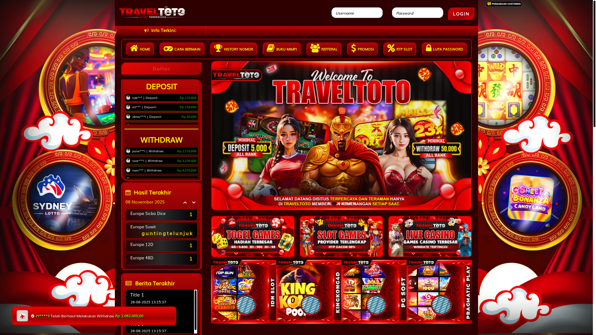 website screenshot of https://traveltoto-asli.space/