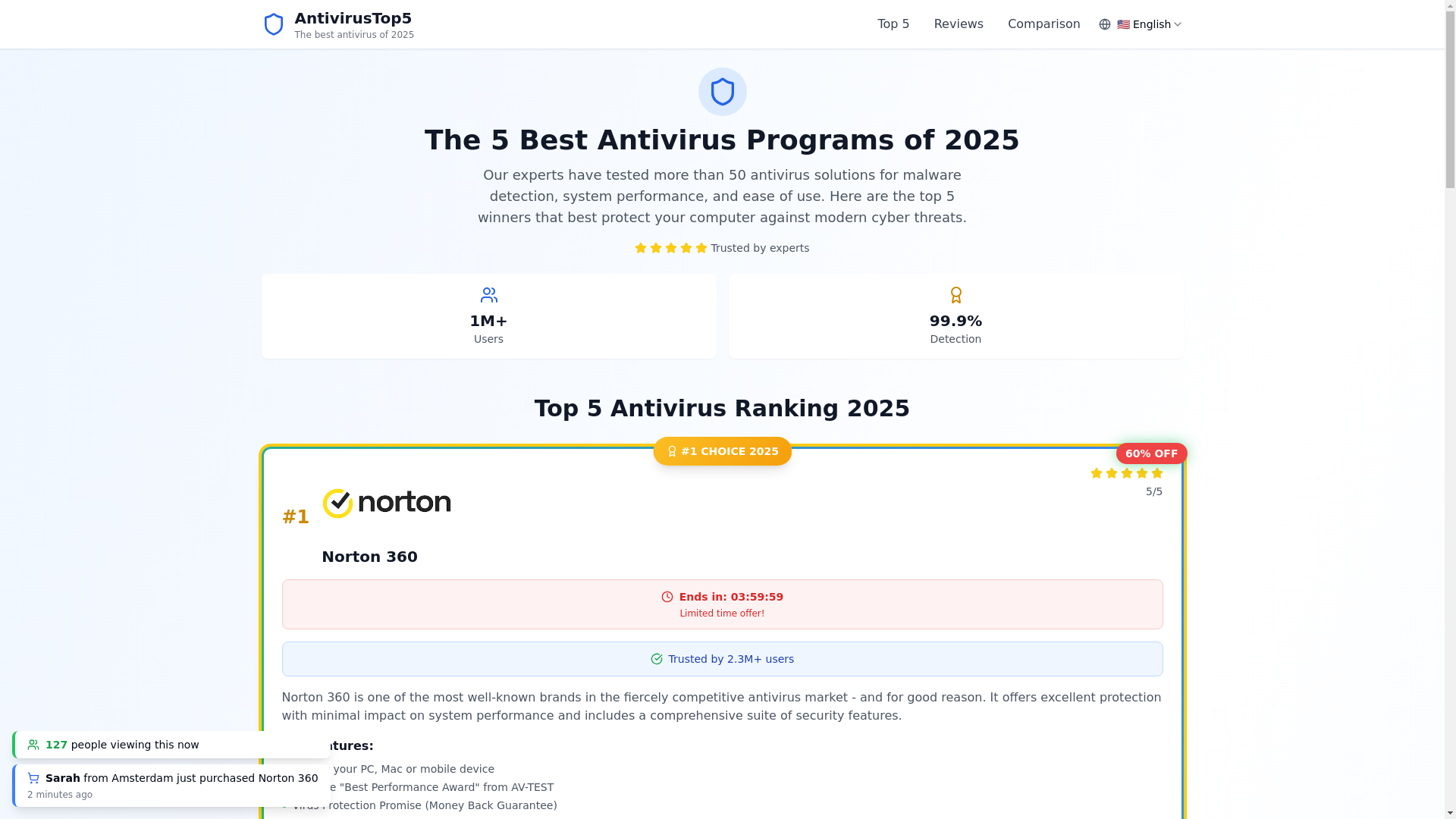 website screenshot of https://antivirustop5.pages.dev/