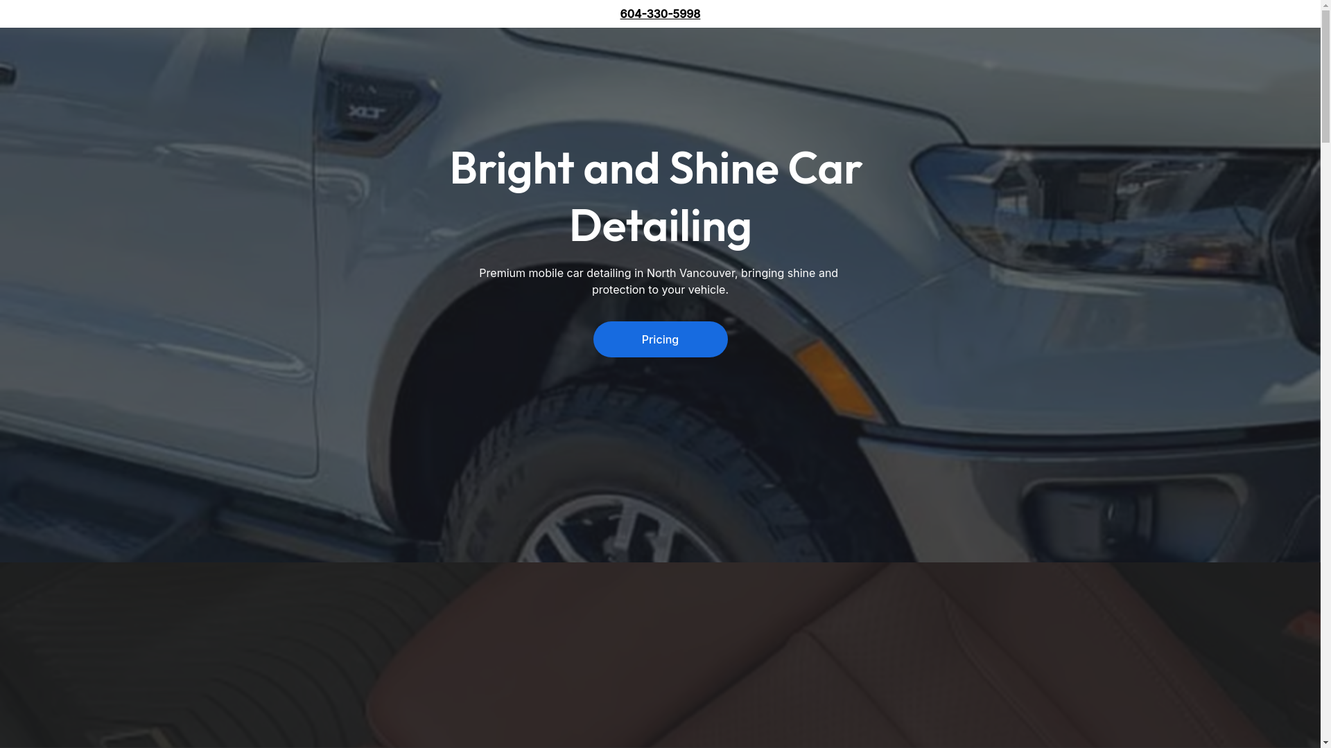 website screenshot of https://brightandshinecardetailing.shop/