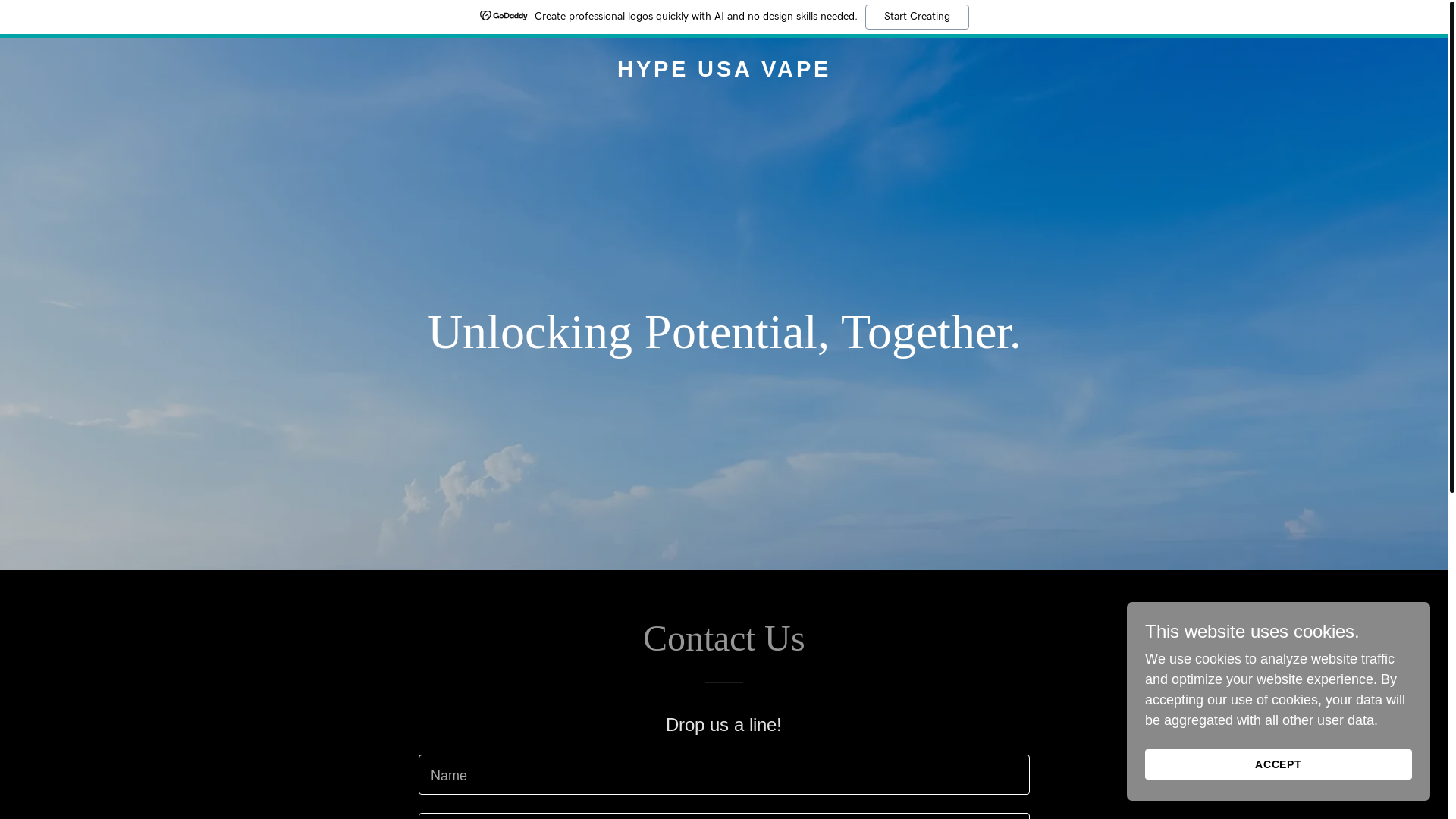 website screenshot of https://hypeusavape.com/