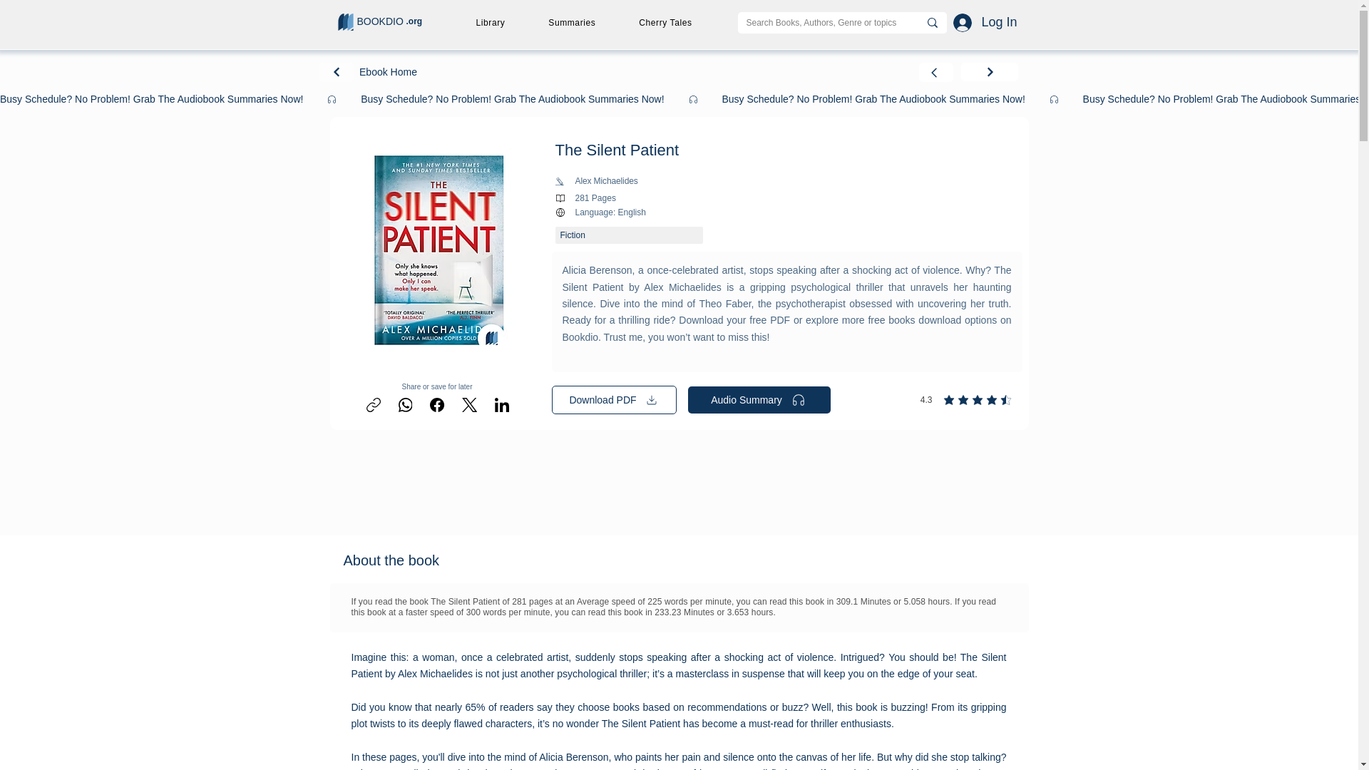 website screenshot of https://www.bookdio.org/bestsellers/the-silent-patient