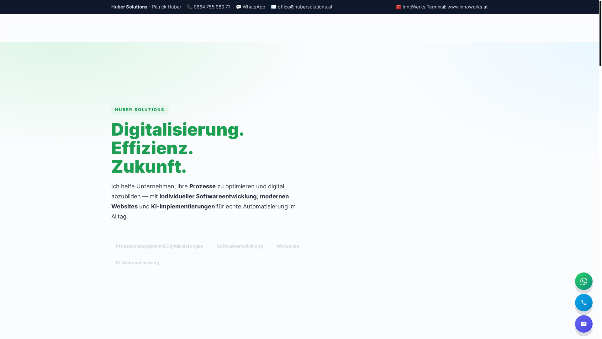 website screenshot of https://hubersolution.at/