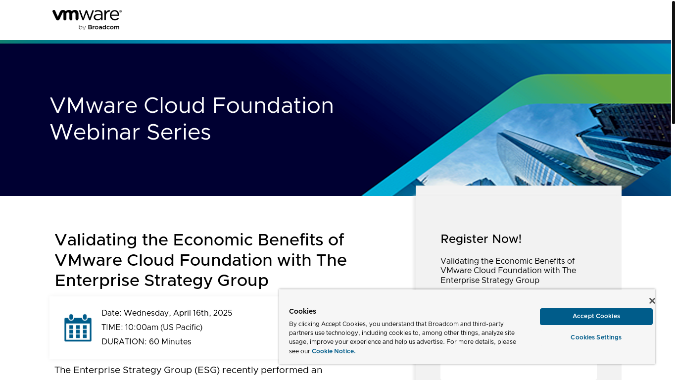 website screenshot of https://eur01.safelinks.protection.outlook.com/?url=https%3A%2F%2Fprotect.checkpoint.com%2Fv2%2Fr02%2F___https%3A%2F%2Fgo-vmware.broadcom.com%2Fvcf-economic-benefits-webinar%3Futm_campaign%3DVCF_FY25_VCF_Economic-Benefits-Webinar-Email_MKT_CM_3301%26utm_content%3DVCF_FY25_VCF_Economic-Benefits-Webinar-Email_3301_Email_MKT_PROMO_EM_5781%26utm_medium%3Demail%26utm_source%3Deloqua%26elqTrackId%3D8F27DC703A4A910B3728229969171F60%26elq%3D46029e611dd44108b15dcbbd4c7f6128%26elqaid%3D5781%26elqat%3D1%26elqCampaignId%3D3301%26elqak%3D8AF58F9F063116AAB4ECEBB8331BDCDA4675A3F5CA9EBF7FD2CBA90EC1A39C08A297___.YzJlOnByb2ZpMzY1OmM6bzo2OTI0OGRjNmU0MjY0YTE2MmUxZGM0M2E5MjllYTdkNzo3OmJkZjU6OWM1MjEwNjU4MTdkNDEyZjJhOTlhYzcyMzNlM2Q2ZjlkNGM1NjJjYzJhNThkYjU1MzM4NWE1YTU4YWE4YWVjMjpoOlQ6Rg&data=05%7C02%7Cj.horrmann%40profi-ag.de%7C3cabe760a89b471343a708dd75c04b7e%7C904263658658492fa8efc84962bde80c%7C1%7C0%7C638796190968070528%7CUnknown%7CTWFpbGZsb3d8eyJFbXB0eU1hcGkiOnRydWUsIlYiOiIwLjAuMDAwMCIsIlAiOiJXaW4zMiIsIkFOIjoiTWFpbCIsIldUIjoyfQ%3D%3D%7C0%7C%7C%7C&sdata=TKfDjdPJ2QDYZ0MiLipO8bvXnAtfYPRURnqxqRv3Wt4%3D&reserved=0