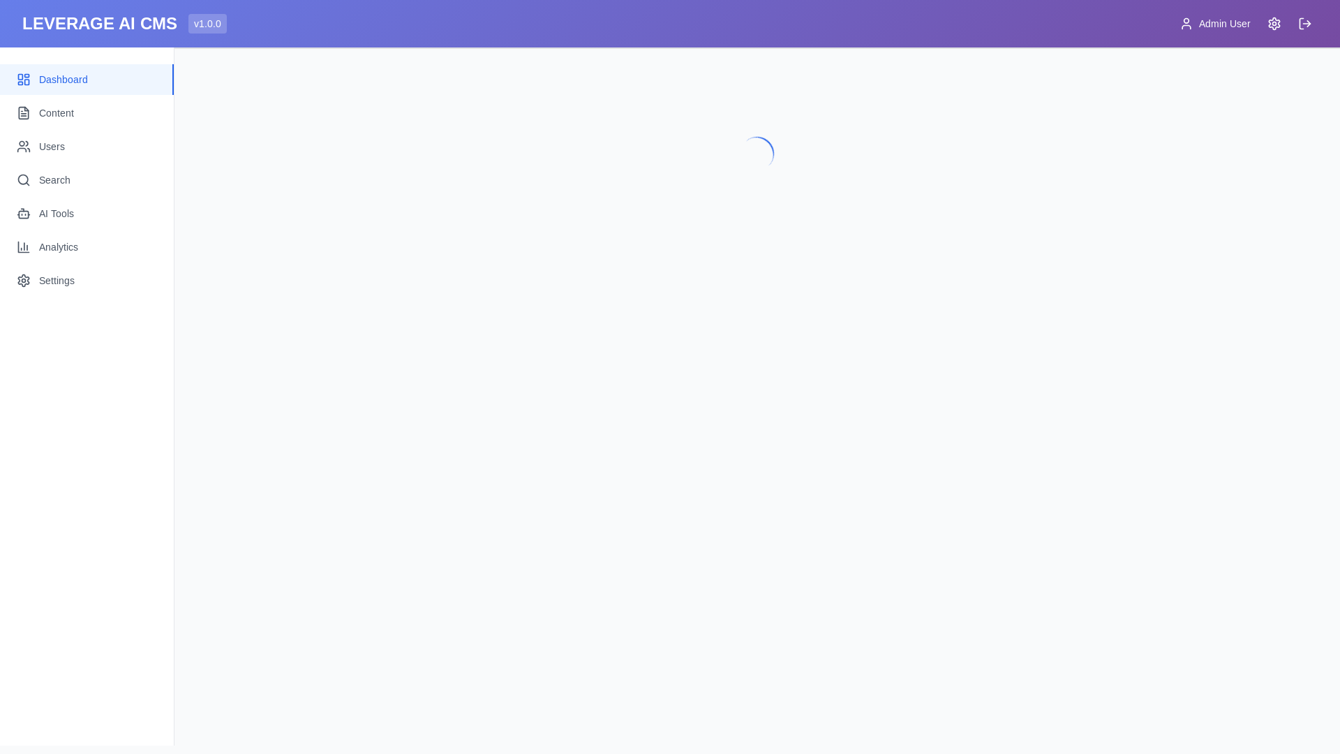 website screenshot of https://leverage-ai-cms-frontend.pages.dev/