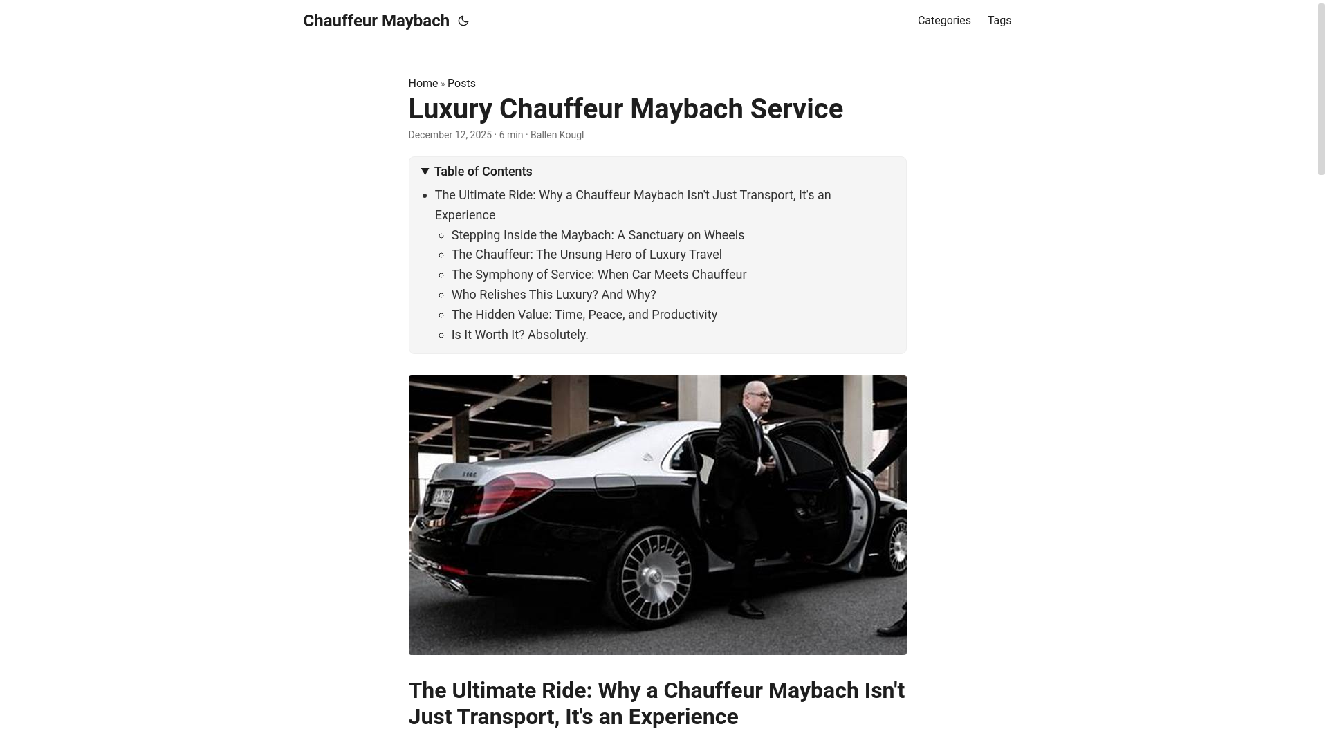website screenshot of https://chauffeurmaybach.pages.dev/