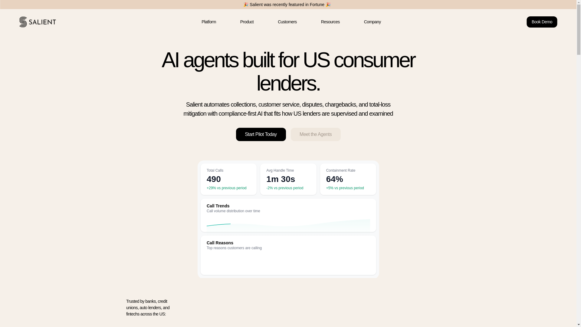 website screenshot of https://www.trysalient.com/