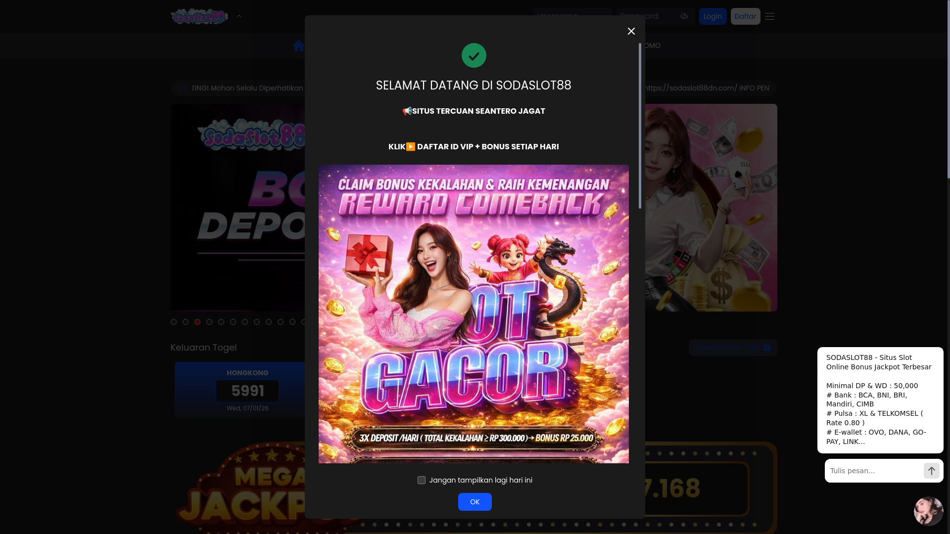 website screenshot of https://sodaslot88dn.com/