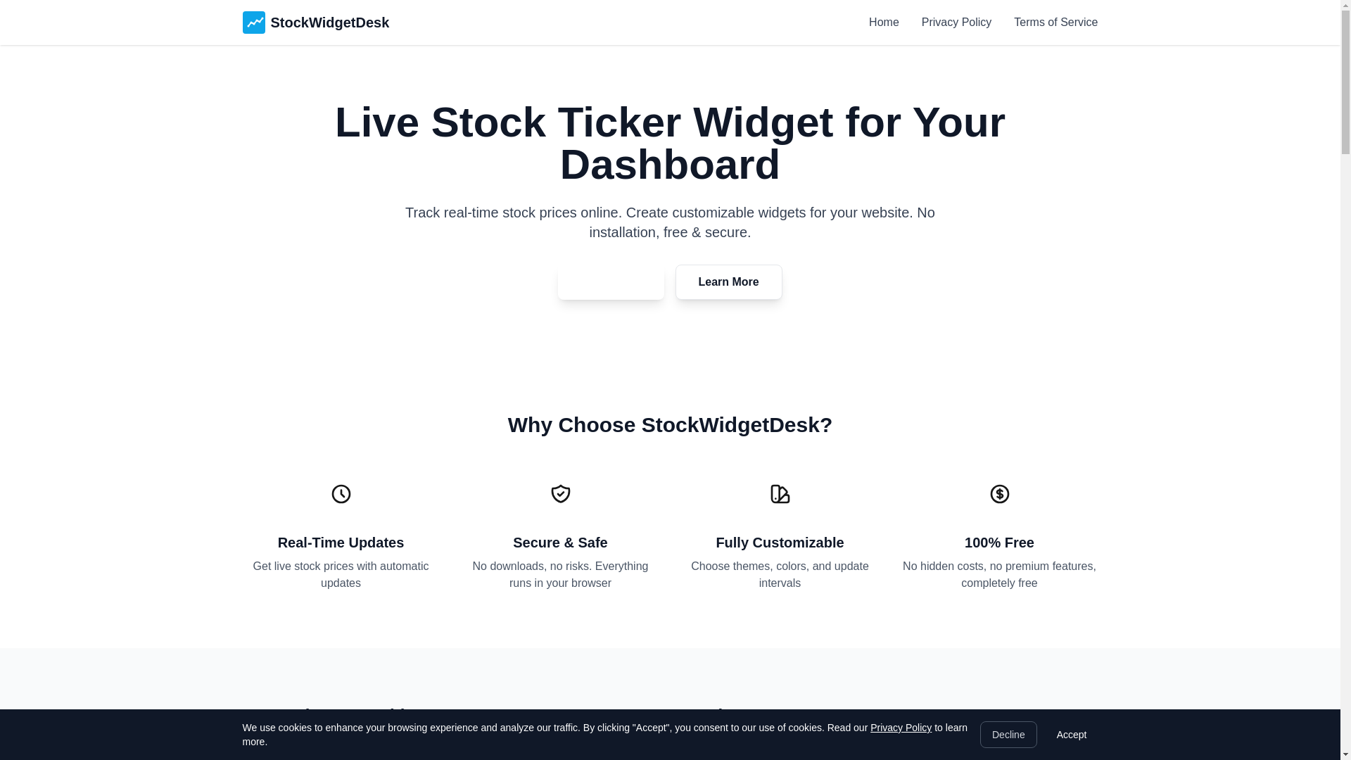 website screenshot of https://stockwidget.eu/