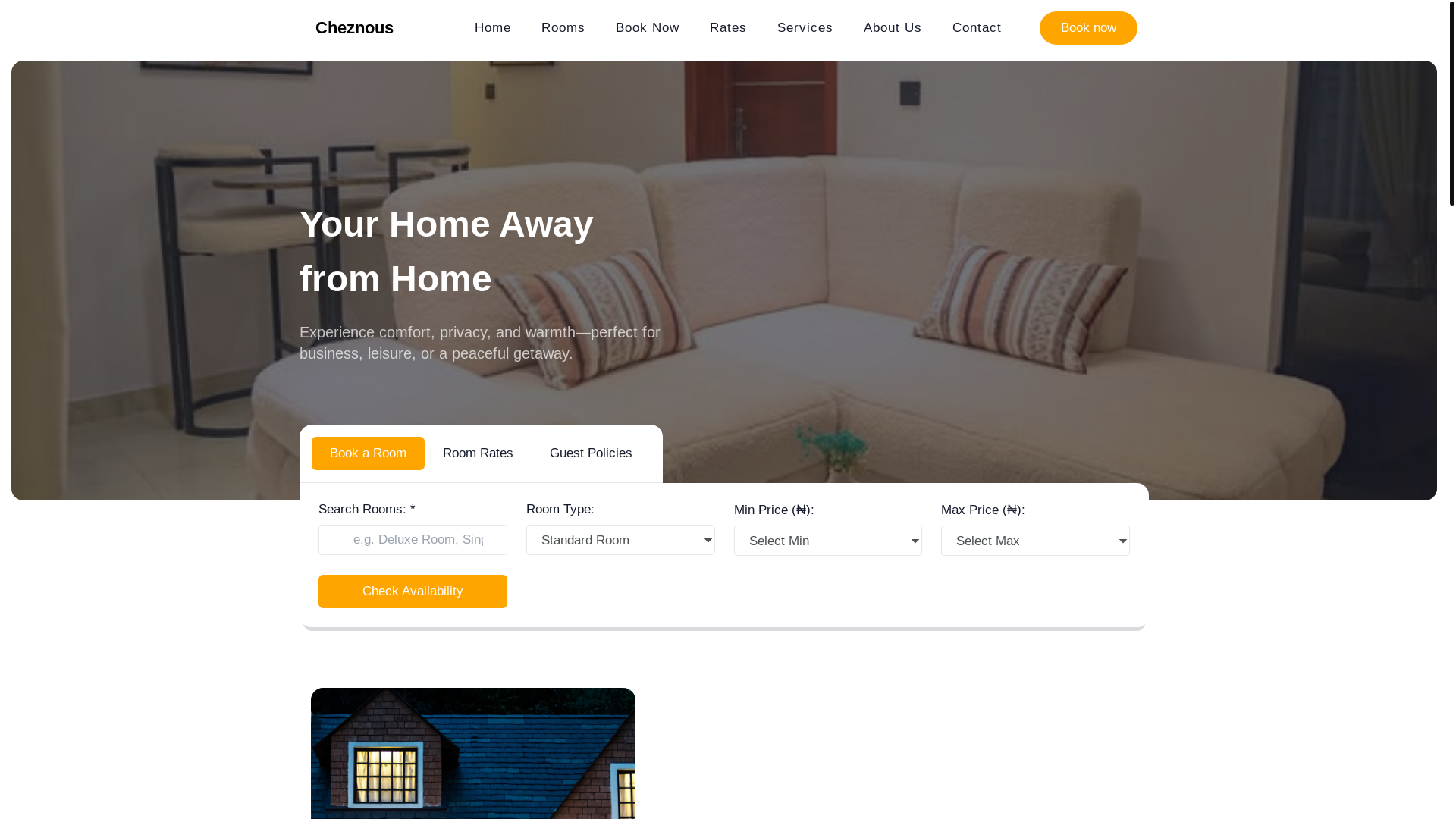 website screenshot of https://cheznouschezvousapartment.com/