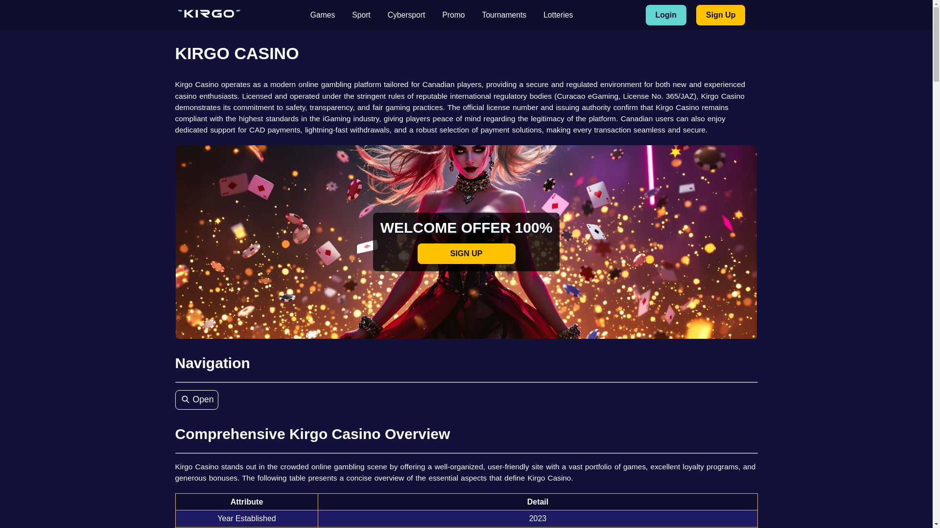 website screenshot of https://kirgocasino.bet/