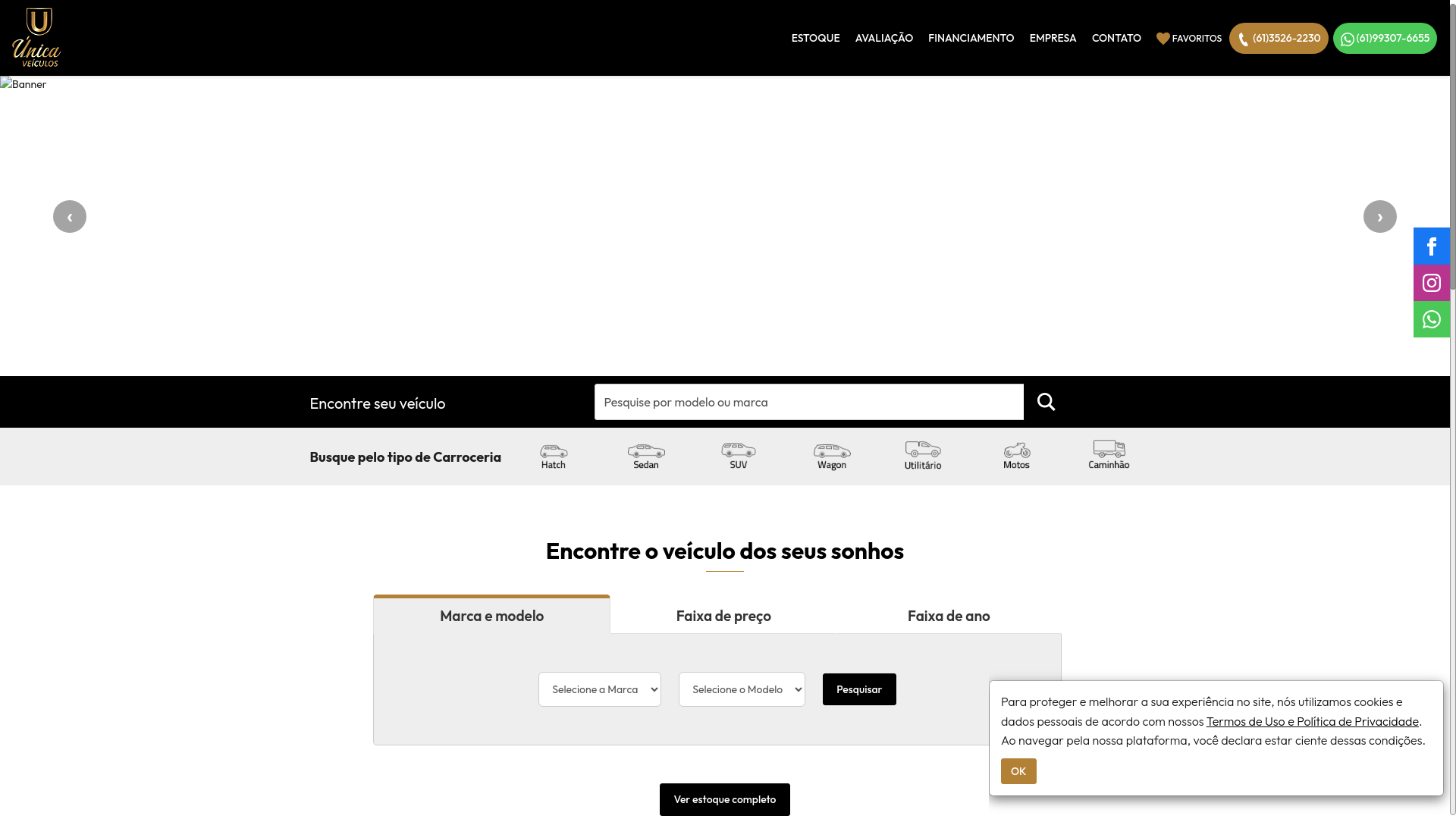 website screenshot of https://unicaveiculosbsb.com.br/